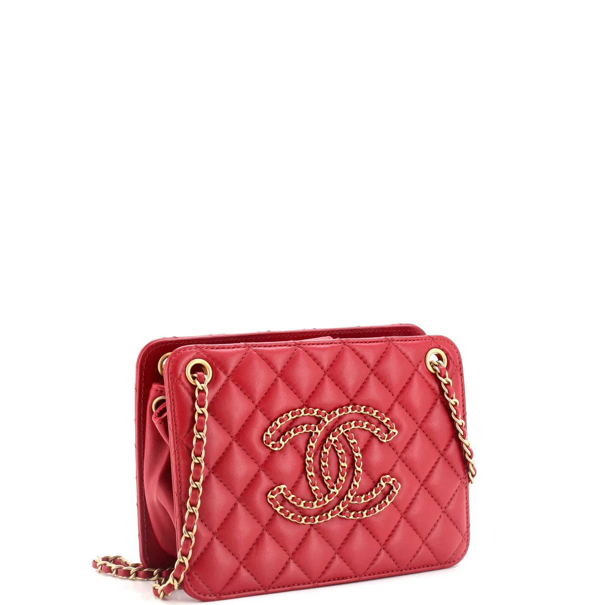 Once Upon a Time Chain CC Accordion Tote Quilted Calfskin Small - Deep Luxury