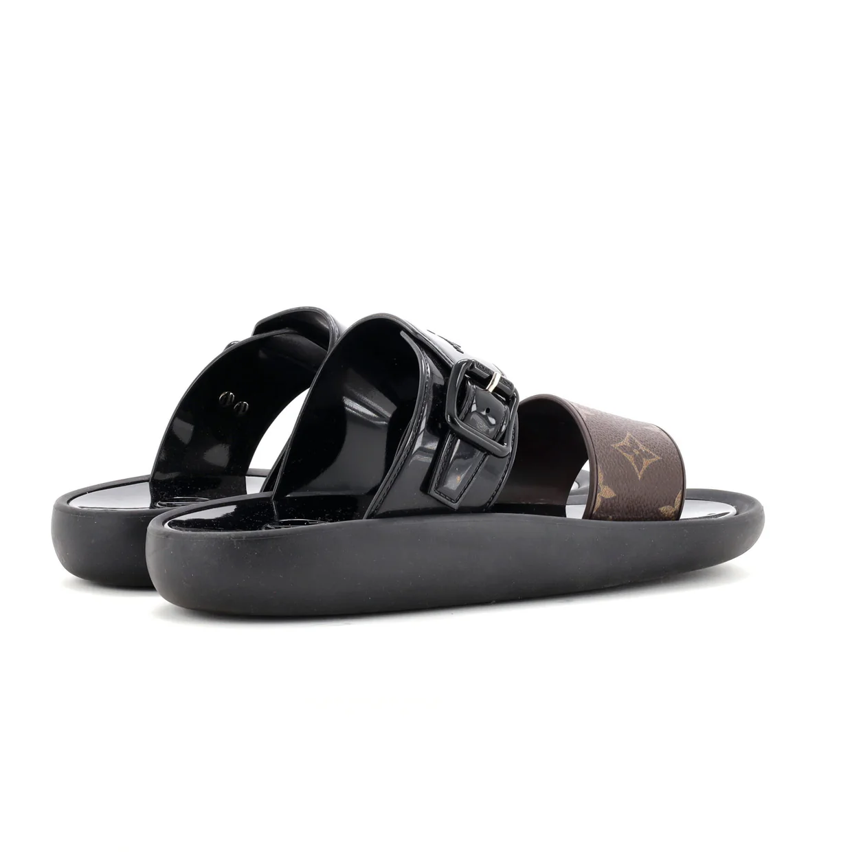 Women's Sunbath Flat Mule Sandals Monogram Canvas and Rubber - Deep Luxury