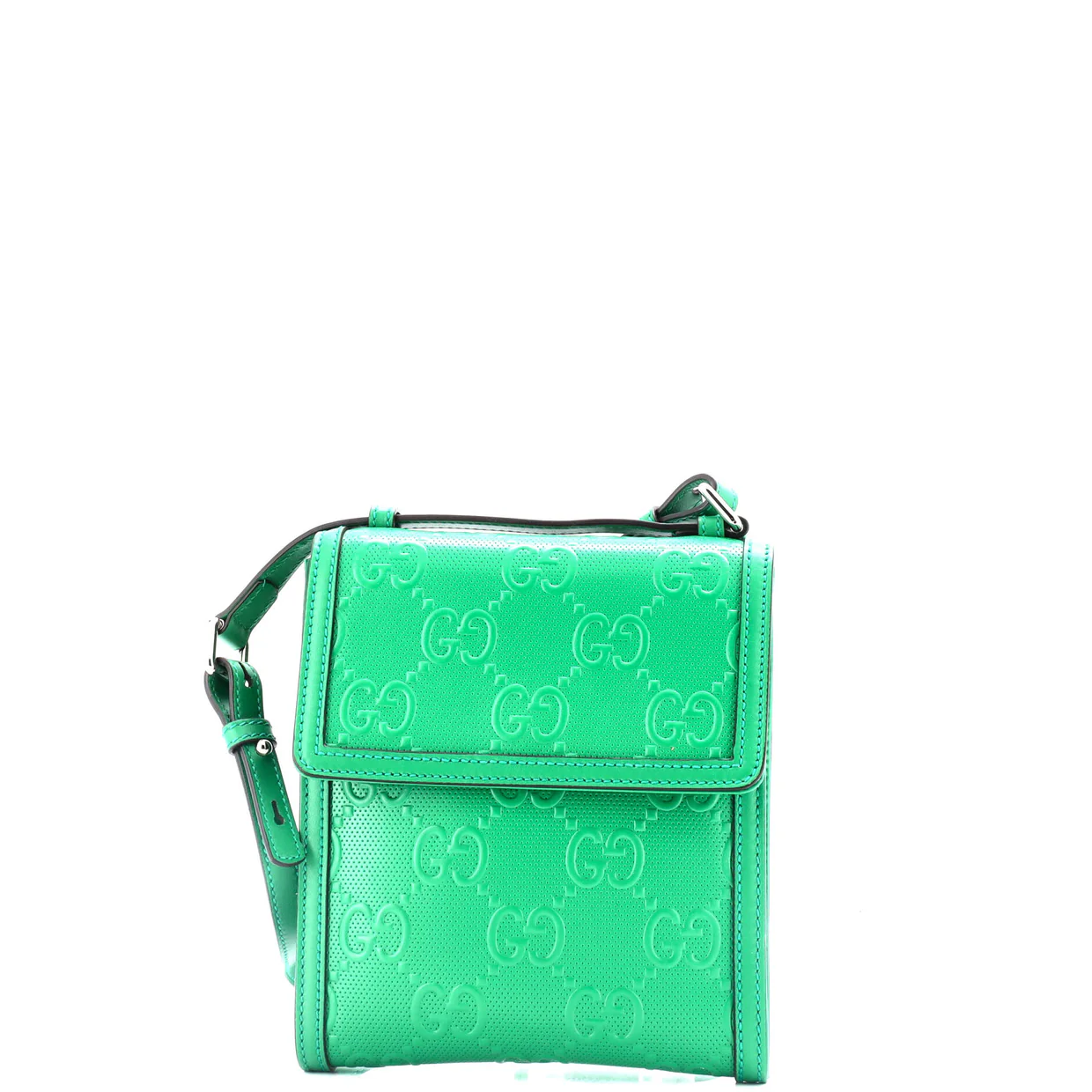 Flap Crossbody Bag GG Embossed Perforated Leather Small - Deep Luxury