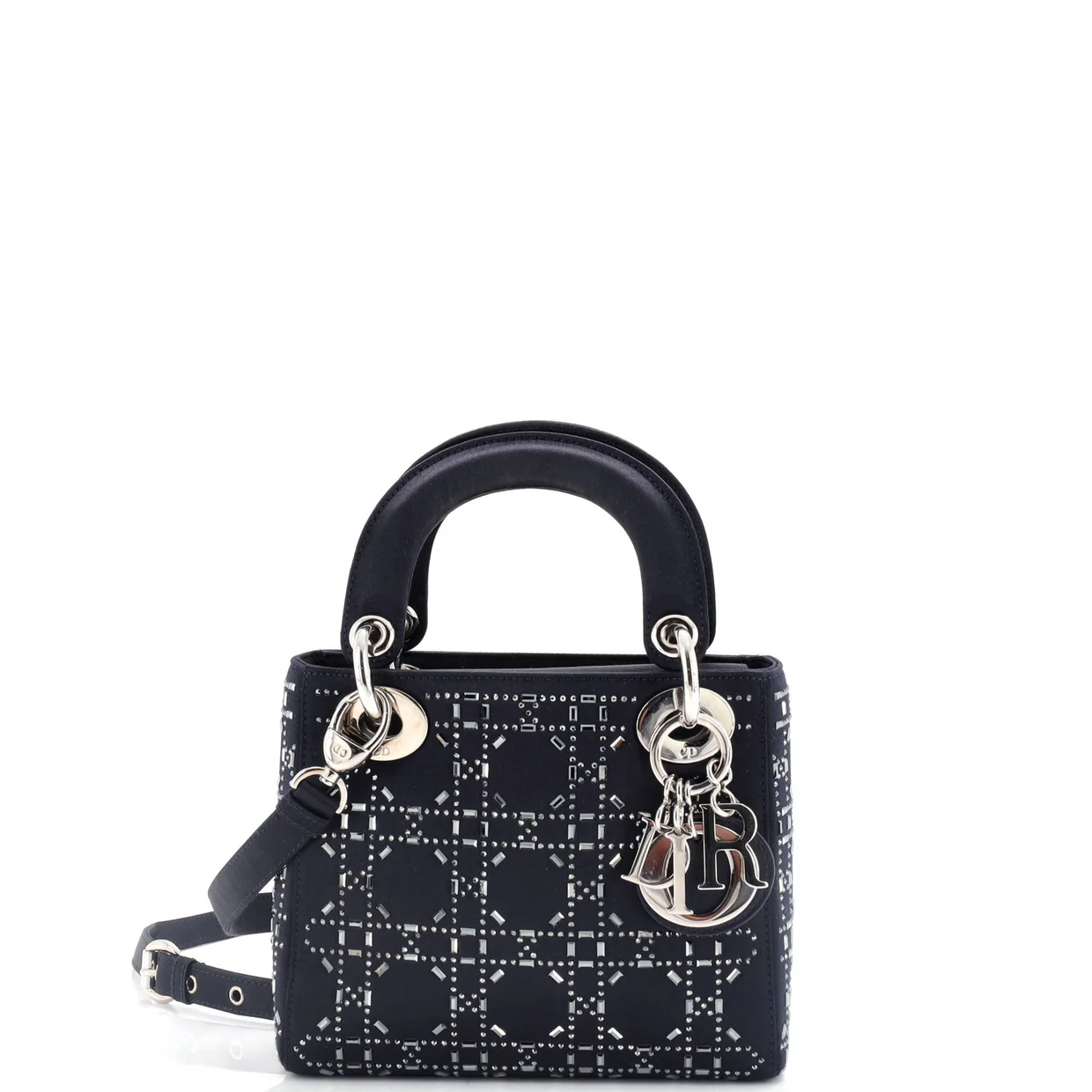 Lady Dior Bag Crystal Embellished Cannage Quilt Satin Mini - Deep Luxury