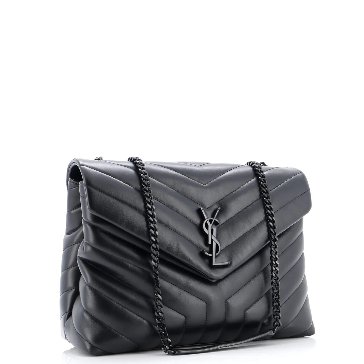 Loulou Shoulder Bag Matelasse Chevron Leather Medium - Deep Luxury