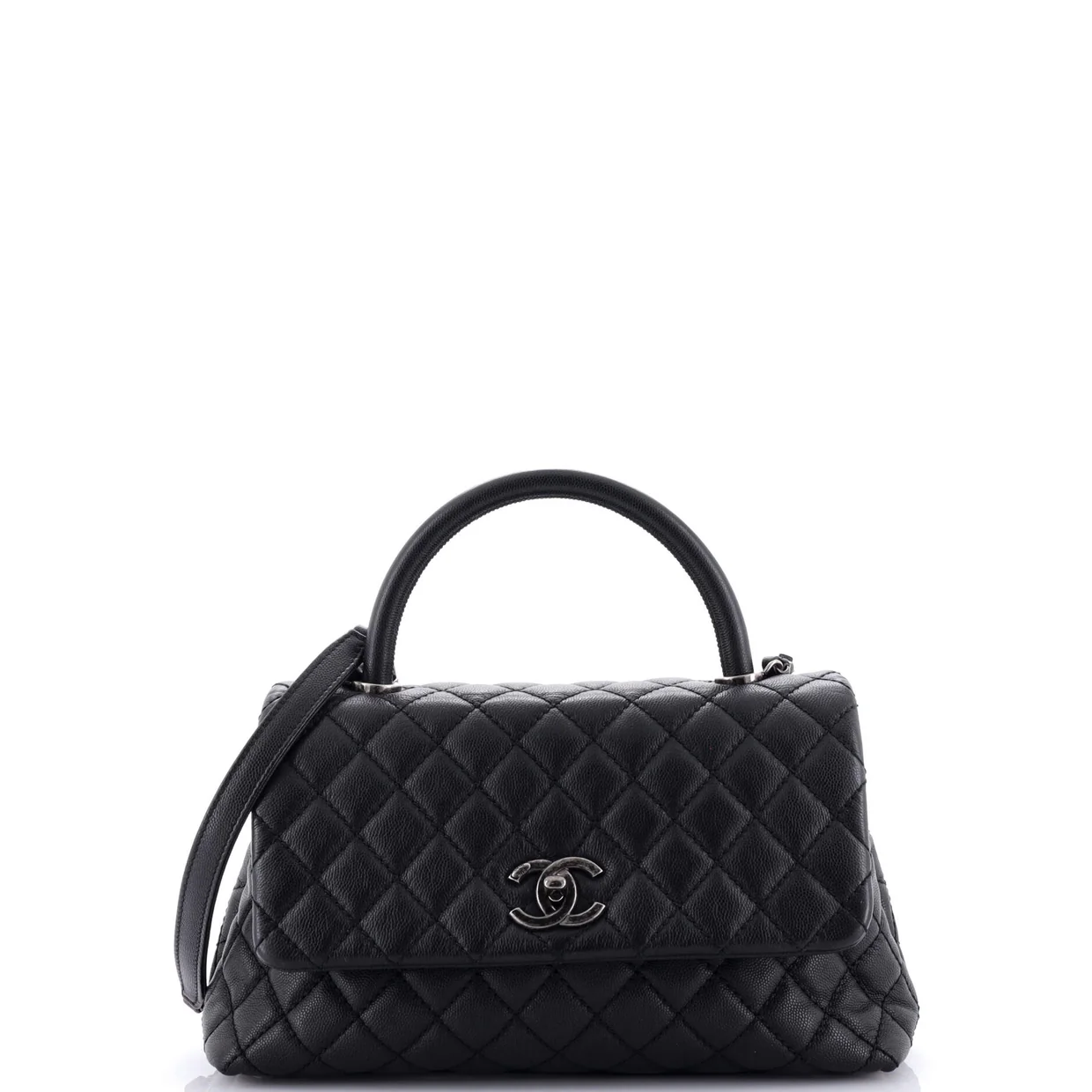Coco Top Handle Bag Quilted Caviar Small - Deep Luxury