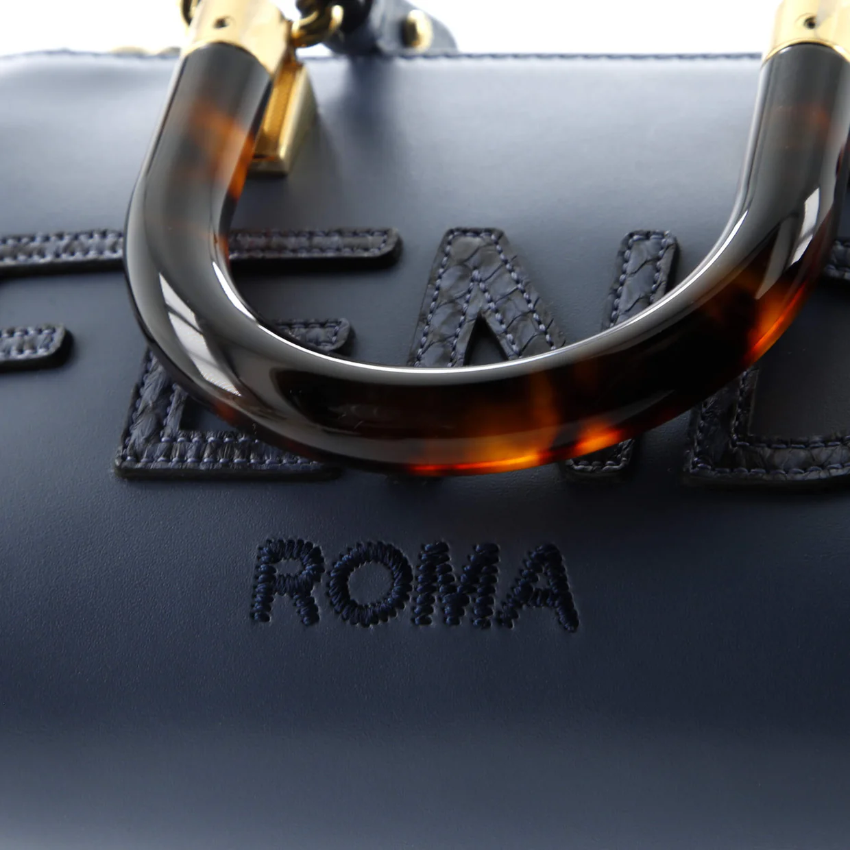 Logo By The Way Top Handle Bag Leather with Snakeskin Mini - Deep Luxury