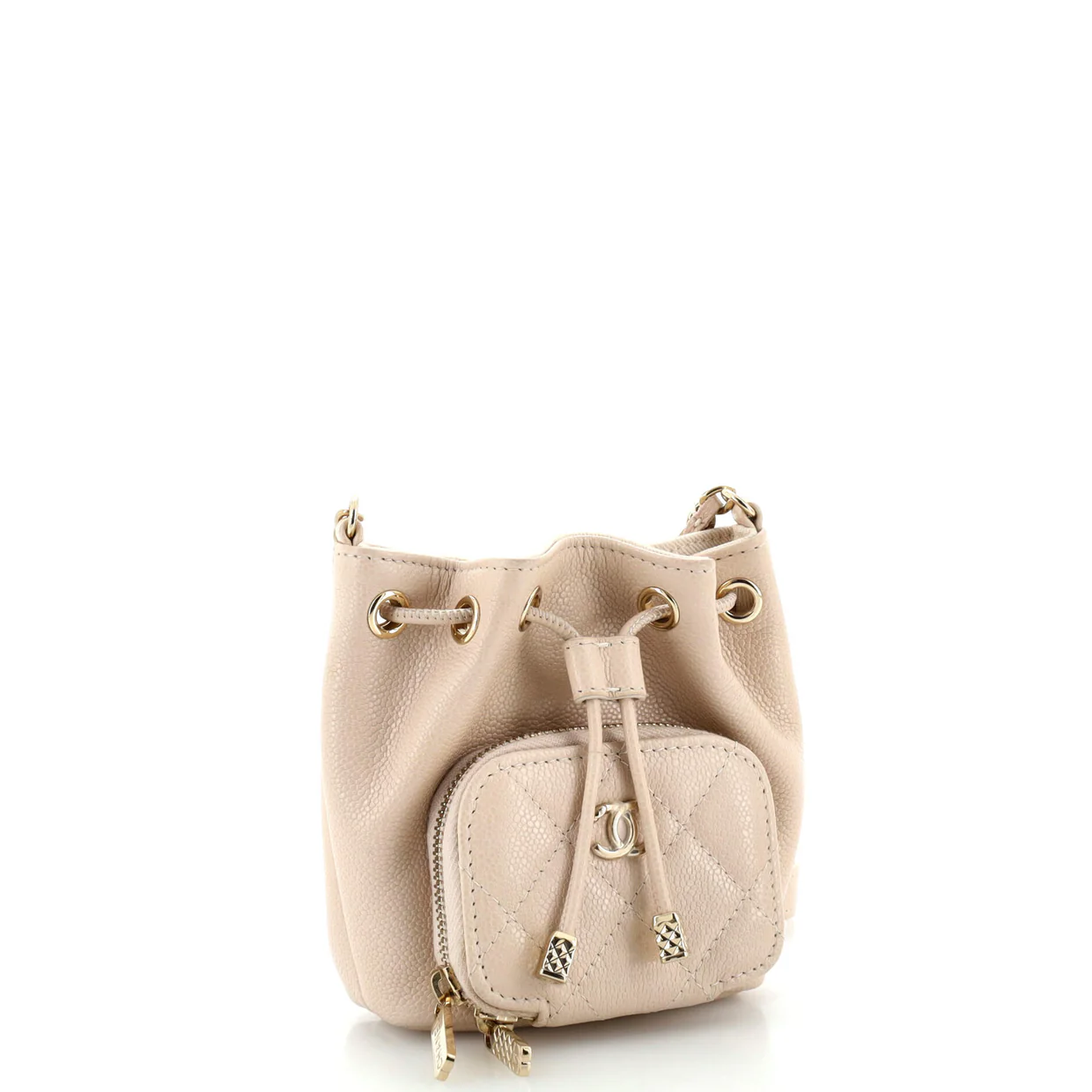 Business Affinity Drawstring Bucket Bag Quilted Caviar Mini - Deep Luxury