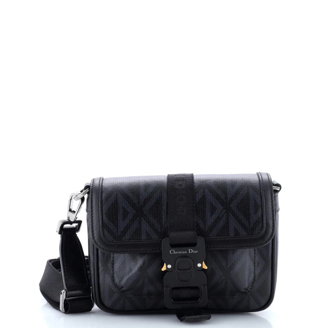 Hit the Road Flap Crossbody Bag CD Diamond Coated Canvas and Leather Mini - Deep Luxury