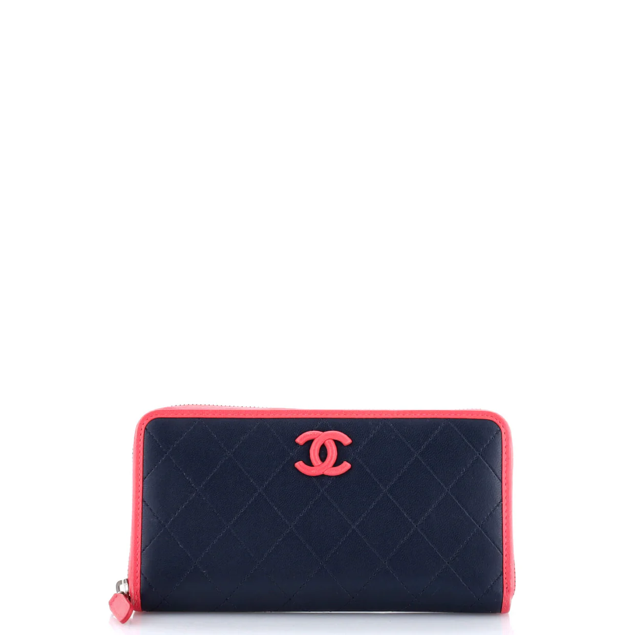 CC Zip Around Wallet Stitched Lambskin Long - Deep Luxury
