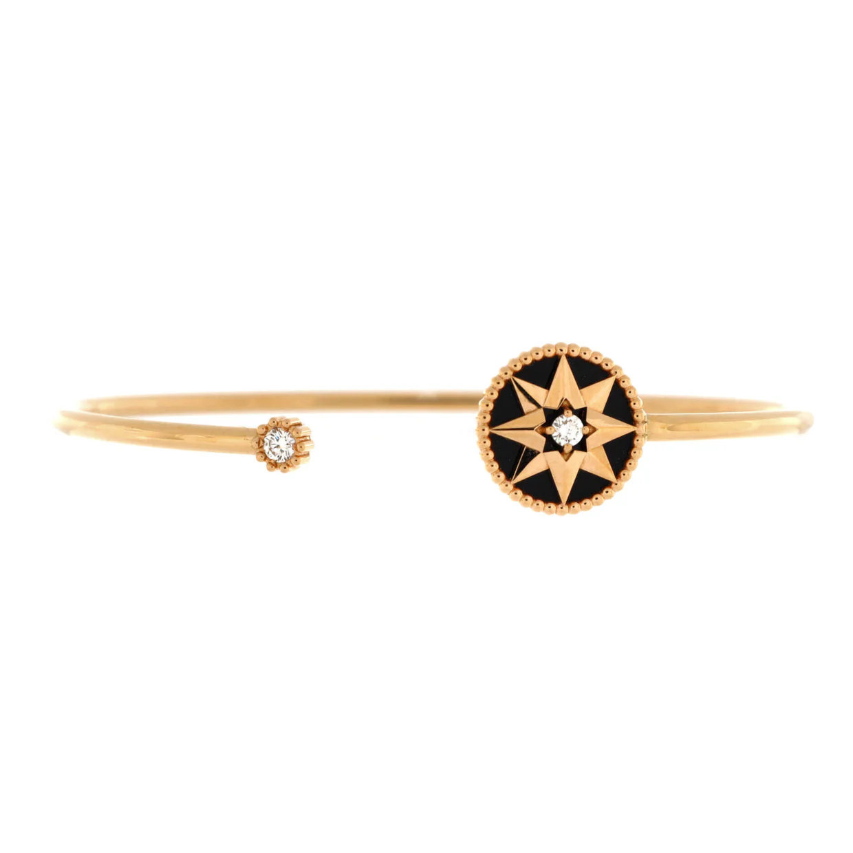 Rose des Vents Cuff Bracelet 18K Rose Gold with Diamond and Onyx - Deep Luxury
