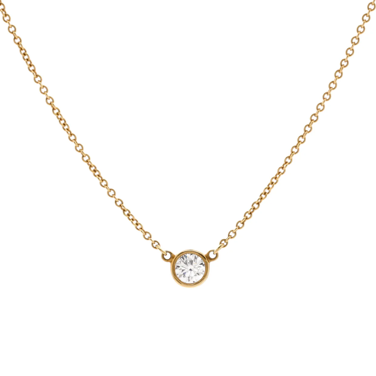 Elsa Peretti Diamonds By The Yard Pendant Necklace 18K Yellow Gold and Diamond 0.20-0.29CT - Deep Luxury