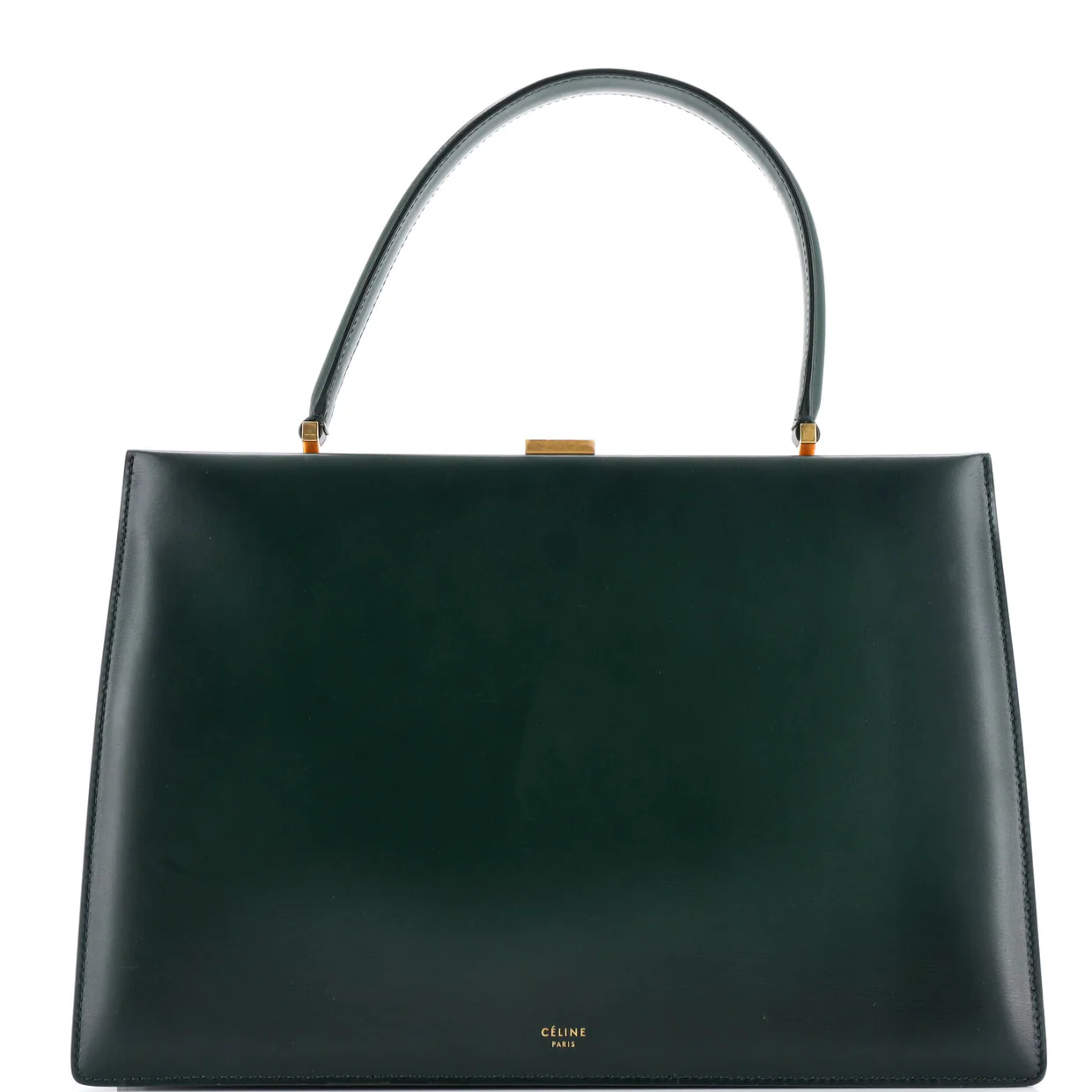 Clasp Top Handle Bag Leather Medium - Deep Luxury