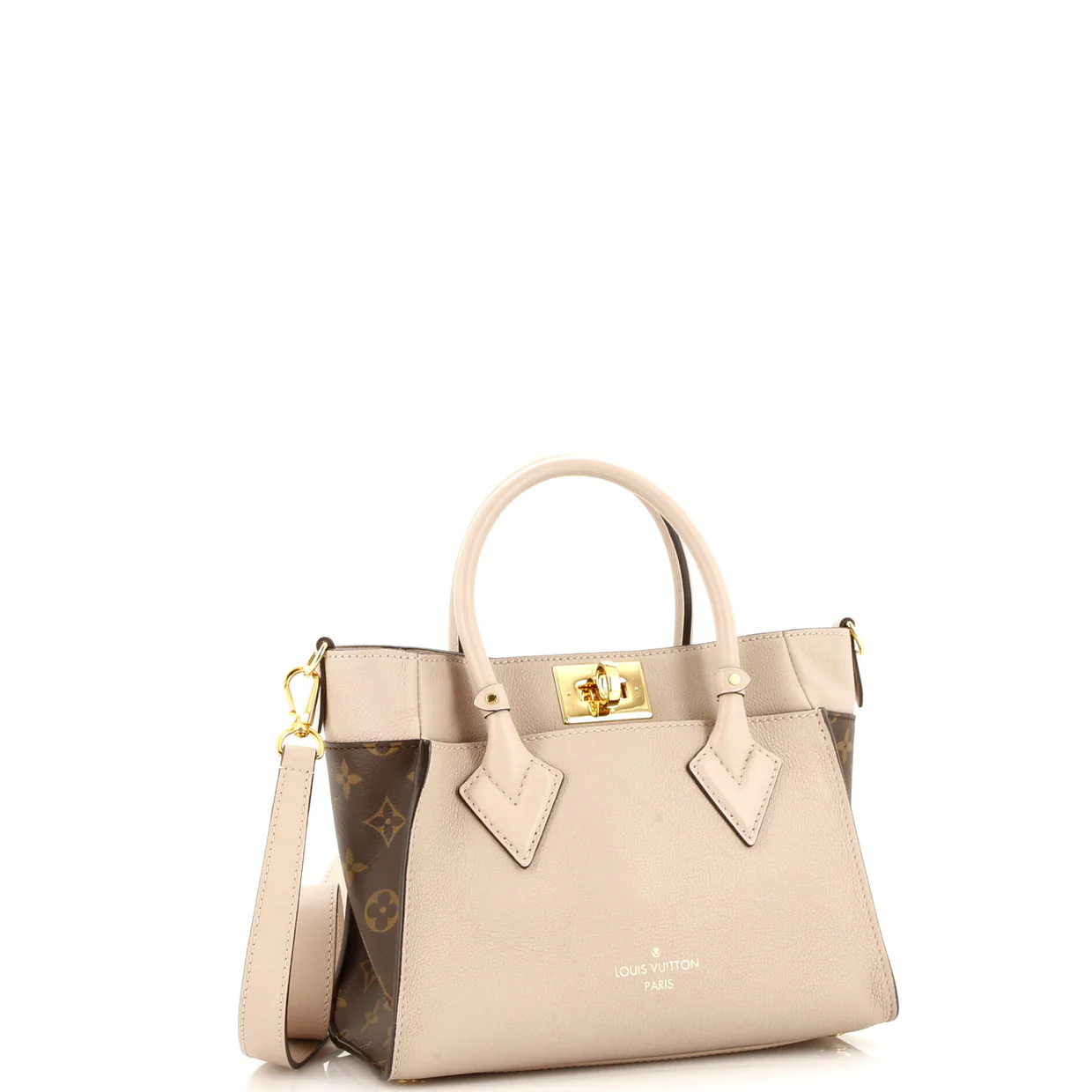 On My Side Tote Leather with Monogram Canvas PM - Deep Luxury