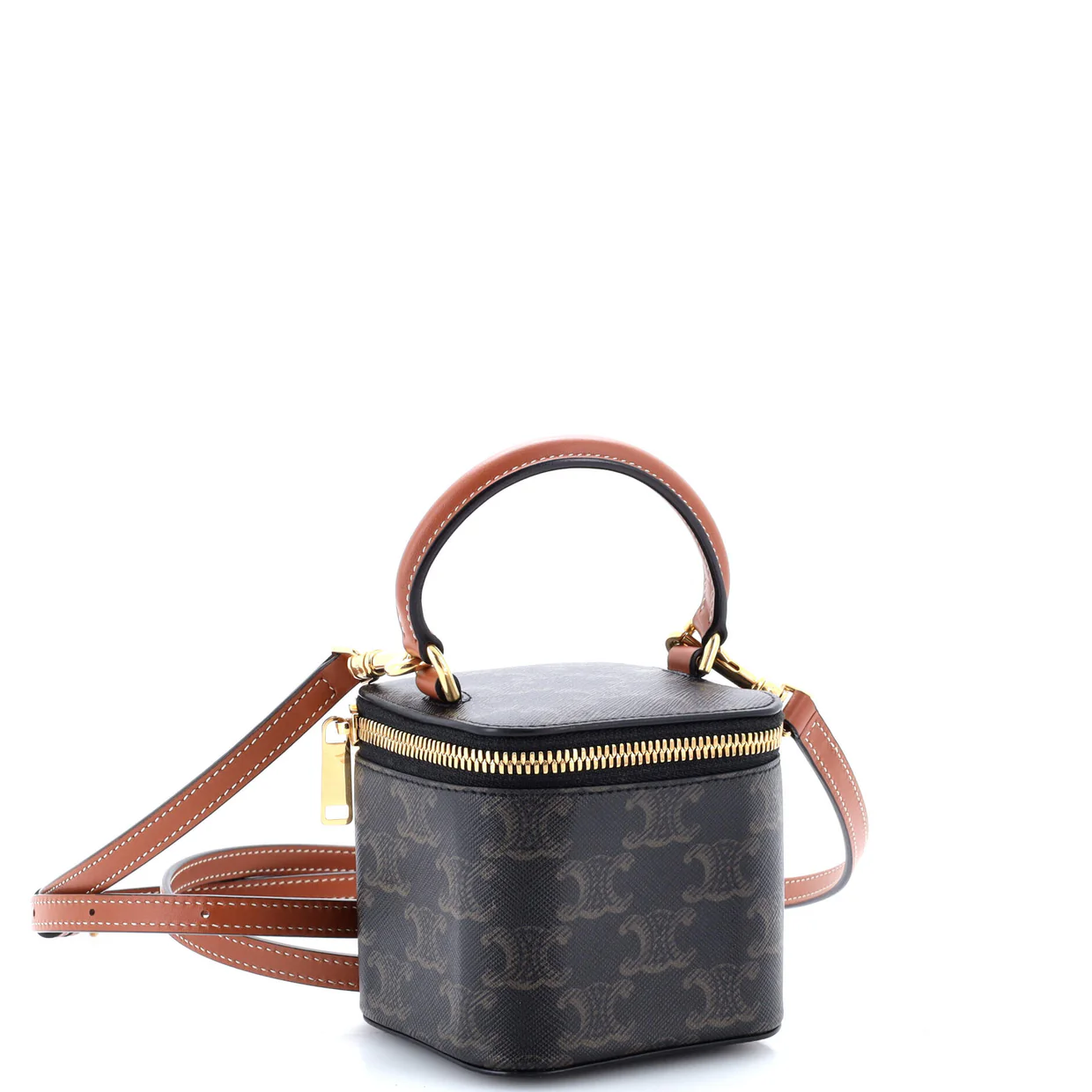 Top Handle Square Vanity Case Triomphe Coated Canvas Mini - Deep Luxury