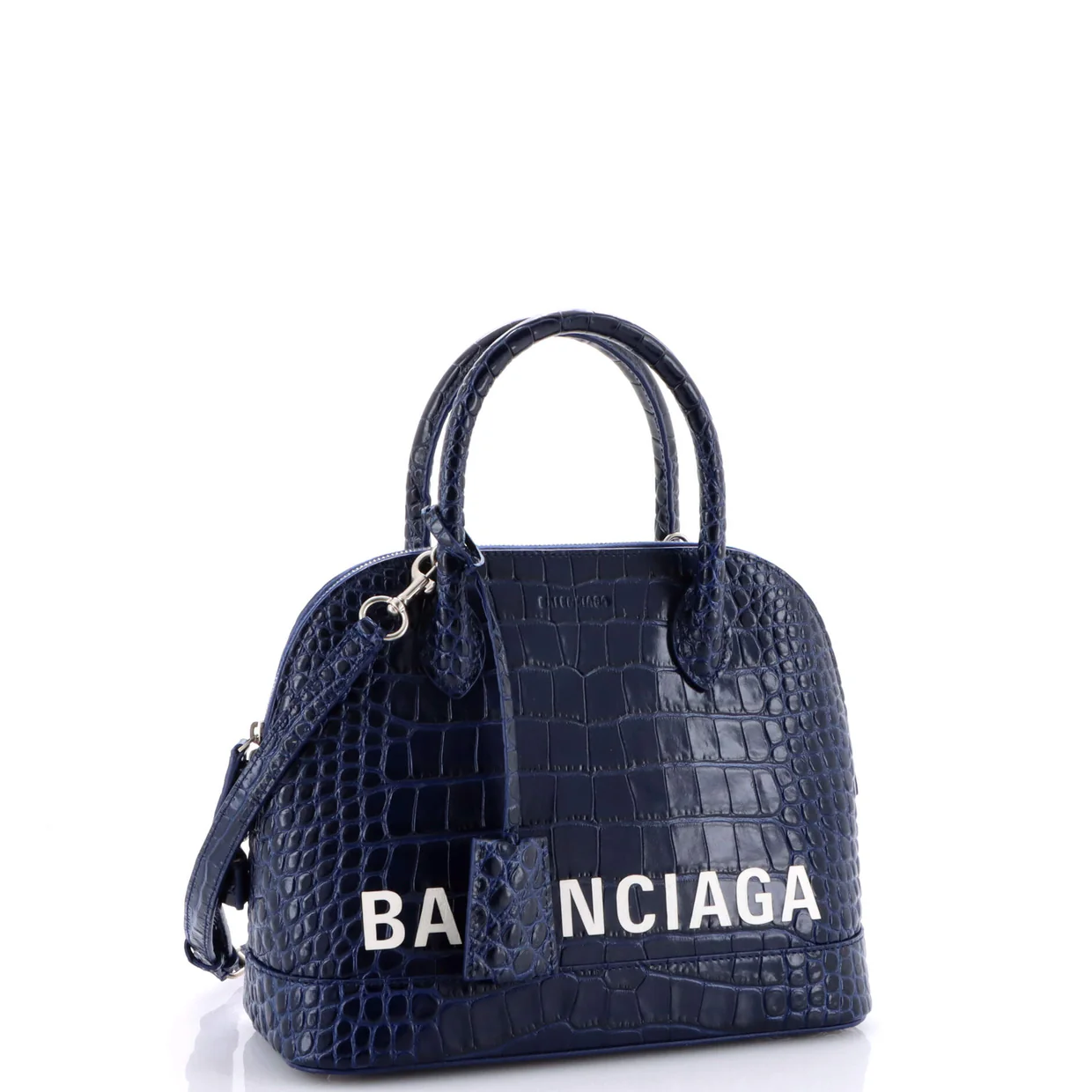 Logo Ville Bag Crocodile Embossed Leather Small - Deep Luxury