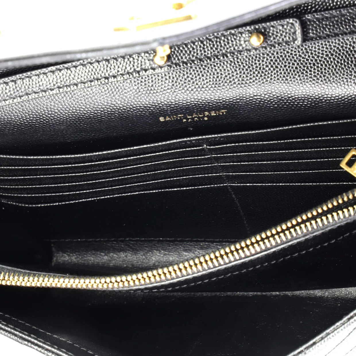Classic Monogram Wallet on Chain Matelasse Chevron Leather Medium - Deep Luxury