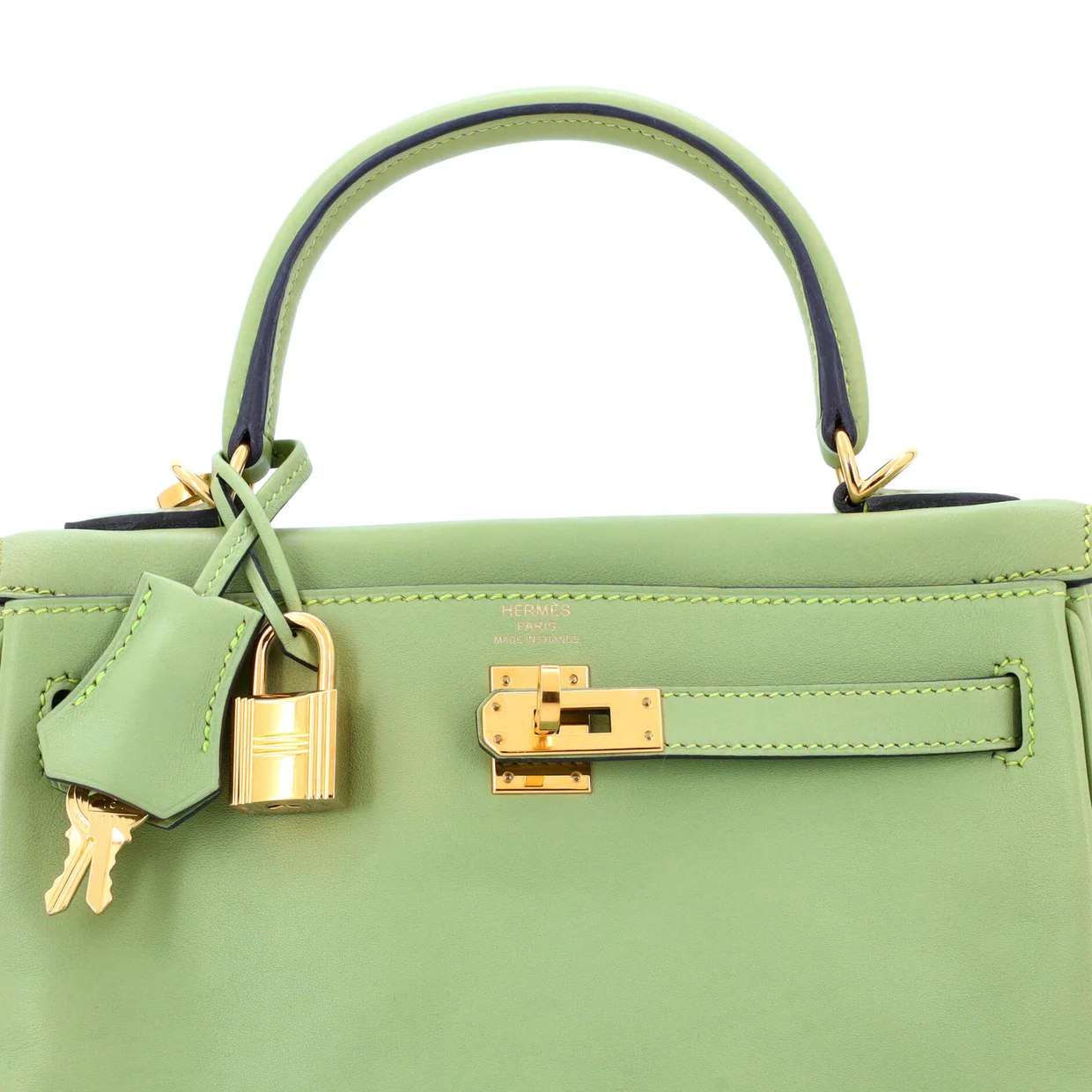 Kelly Handbag Vert Criquet Swift with Gold Hardware 25 - Deep Luxury