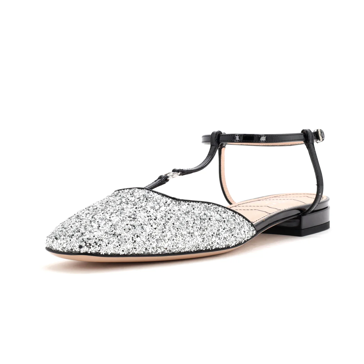Women's GG Slingback Flats Glitter and Patent - Deep Luxury