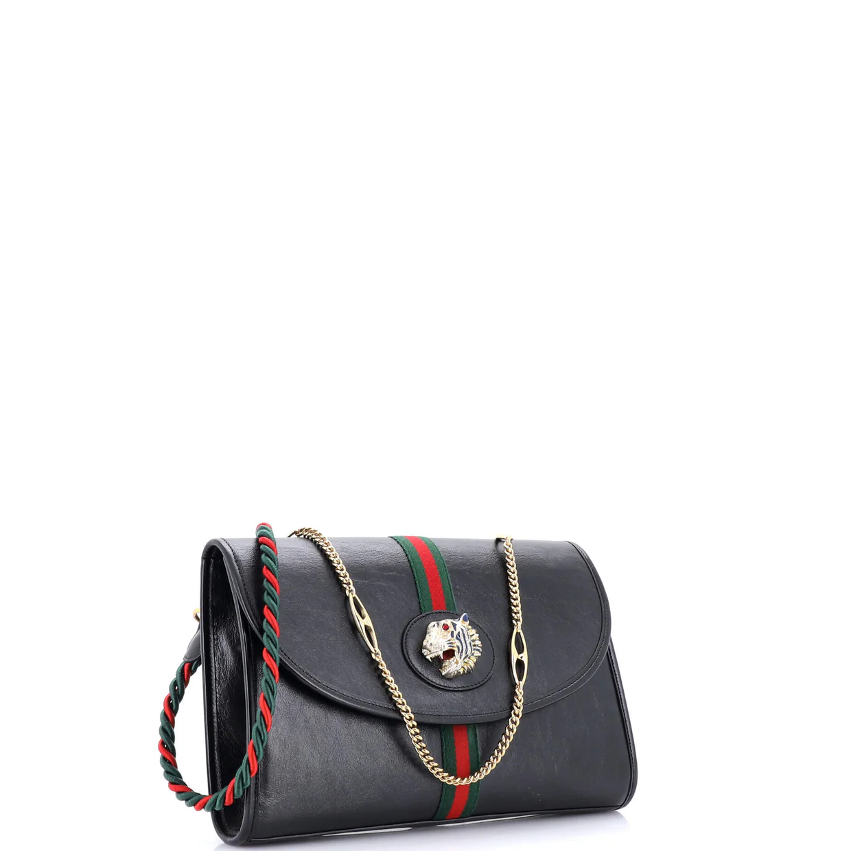 Rajah Web Chain Shoulder Bag Leather Medium - Deep Luxury