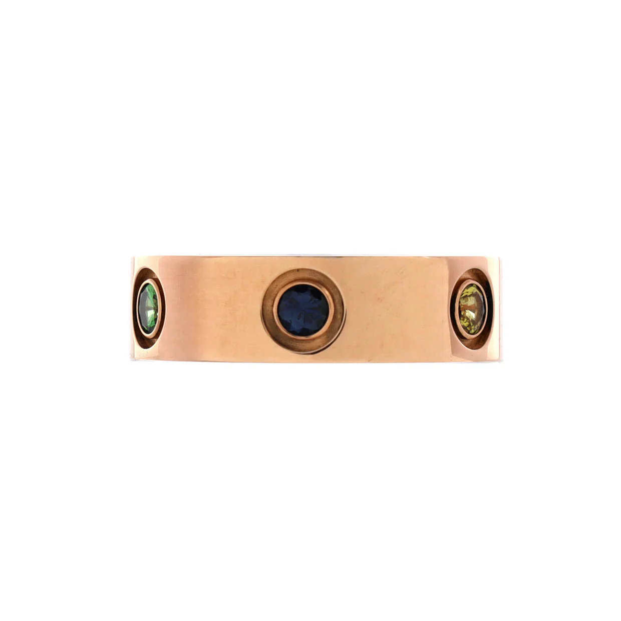 Love 6 Stone Band Ring 18K Rose Gold with Sapphires, Garnets and Amethyst - Deep Luxury