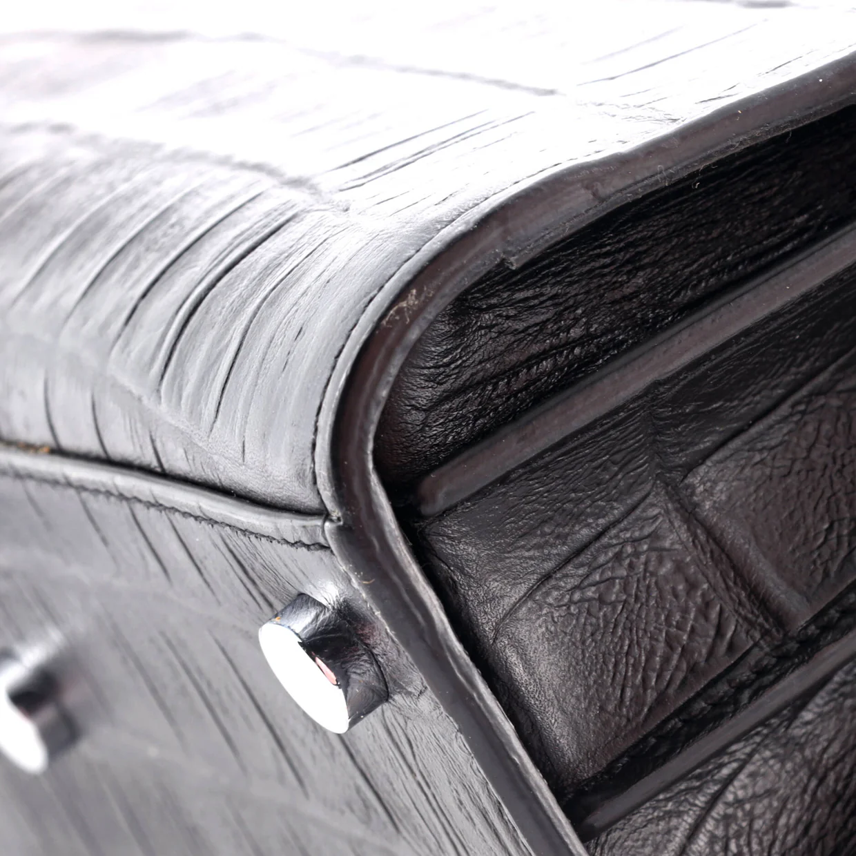 Sac de Jour Bag Crocodile Embossed Leather Nano - Deep Luxury