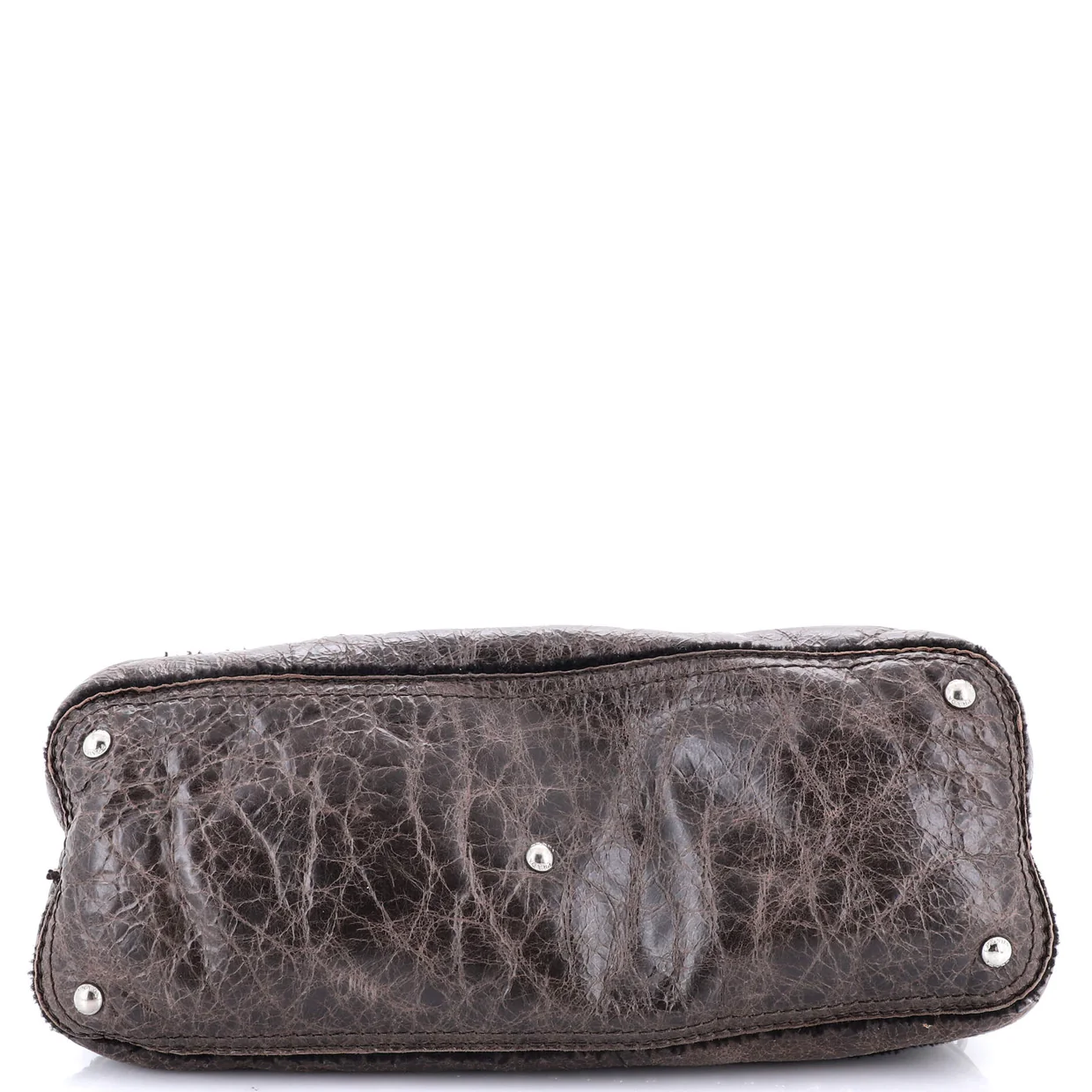 Convertible Tote Studded Distressed Leather Large - Deep Luxury