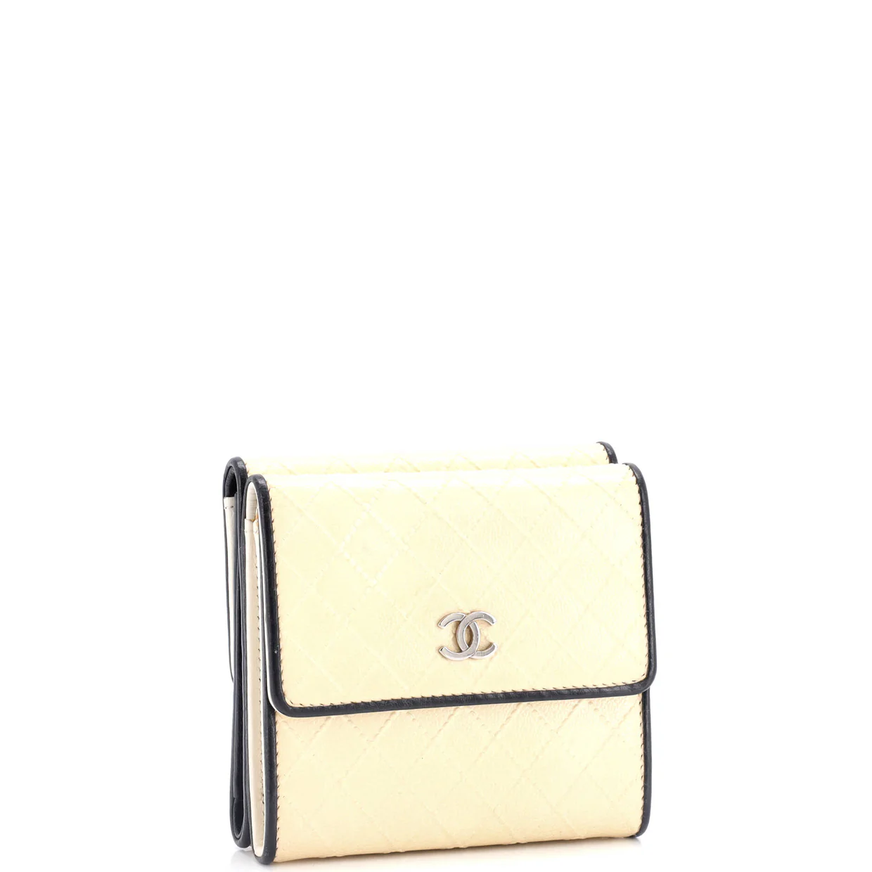 Diamond Stitch CC Trifold Wallet Quilted Calfskin Compact - Deep Luxury