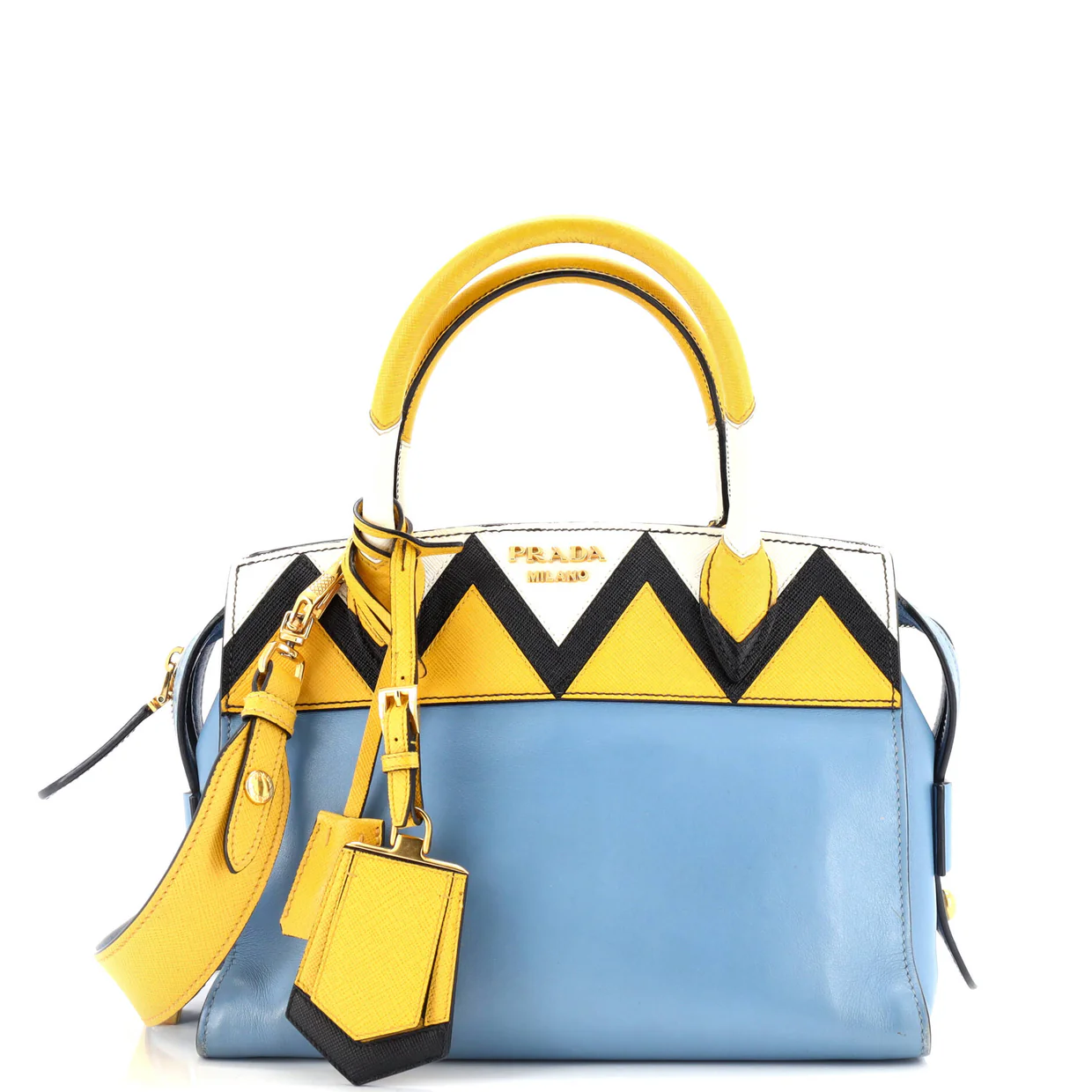 Esplanade Tote City Calf and Greca Saffiano Medium - Deep Luxury