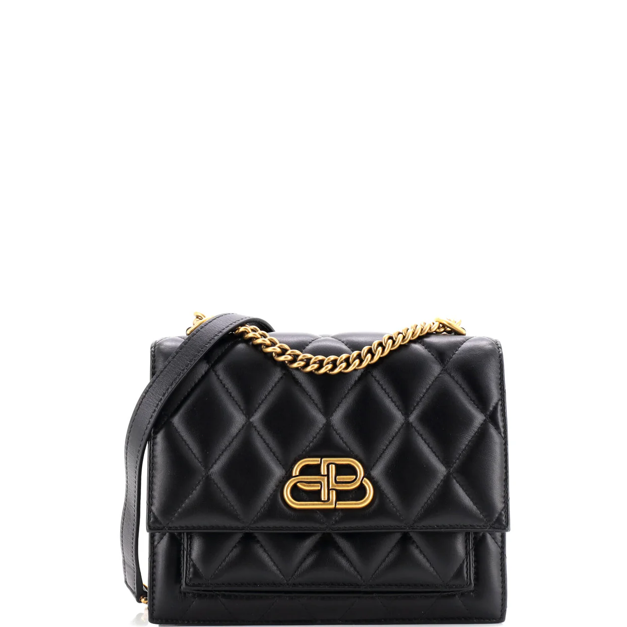 Sharp Shoulder Bag Quilted Leather Small - Deep Luxury