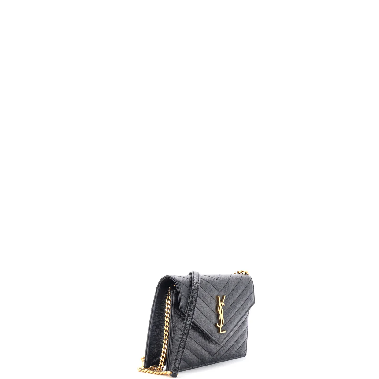 Classic Monogram Wallet on Chain Matelasse Chevron Leather Small - Deep Luxury