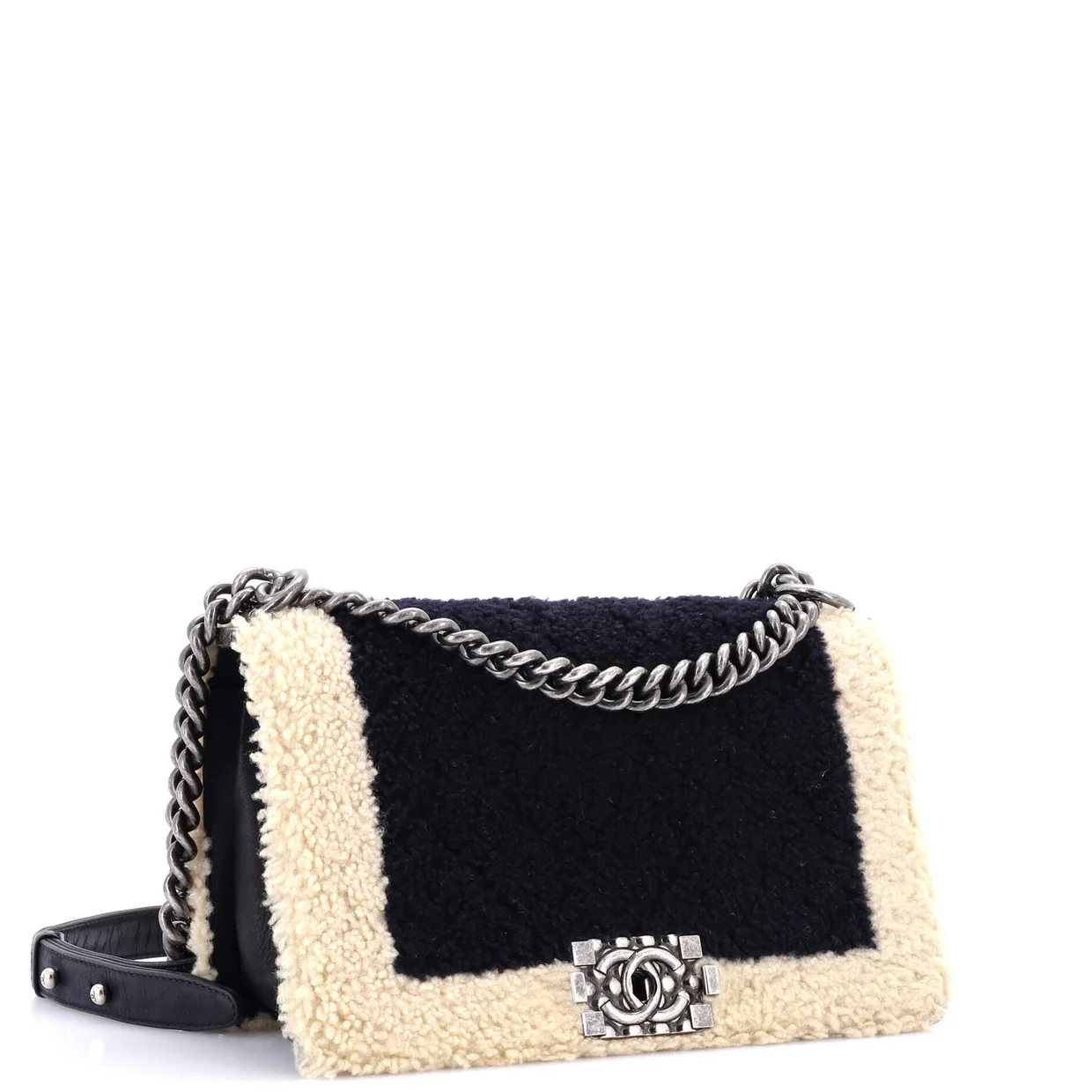 Boy Flap Bag Shearling Old Medium - Deep Luxury