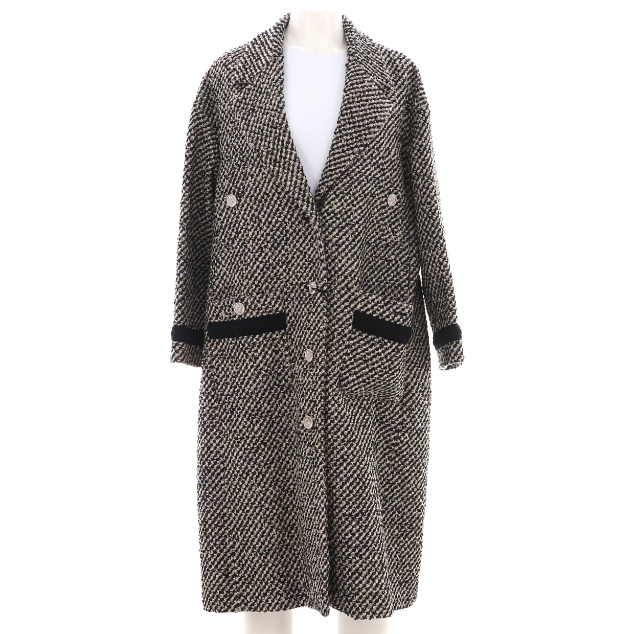 Women's Button Up Belted Long Coat Tweed - Deep Luxury
