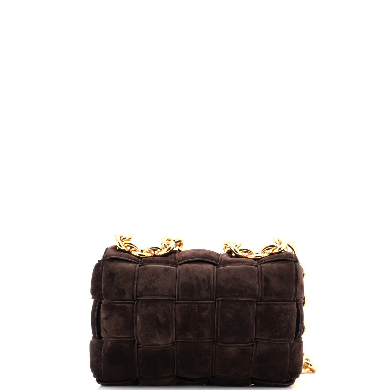 Cassette Chain Crossbody Bag Padded Maxi Intrecciato Suede - Deep Luxury
