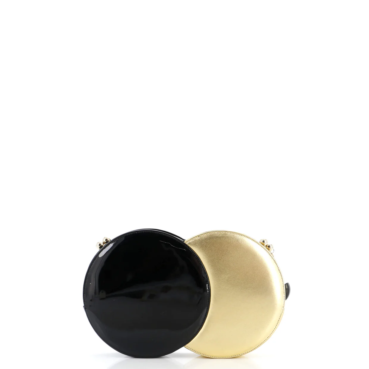 Kisslock Double Circle Clutch Lambskin with Patent - Deep Luxury