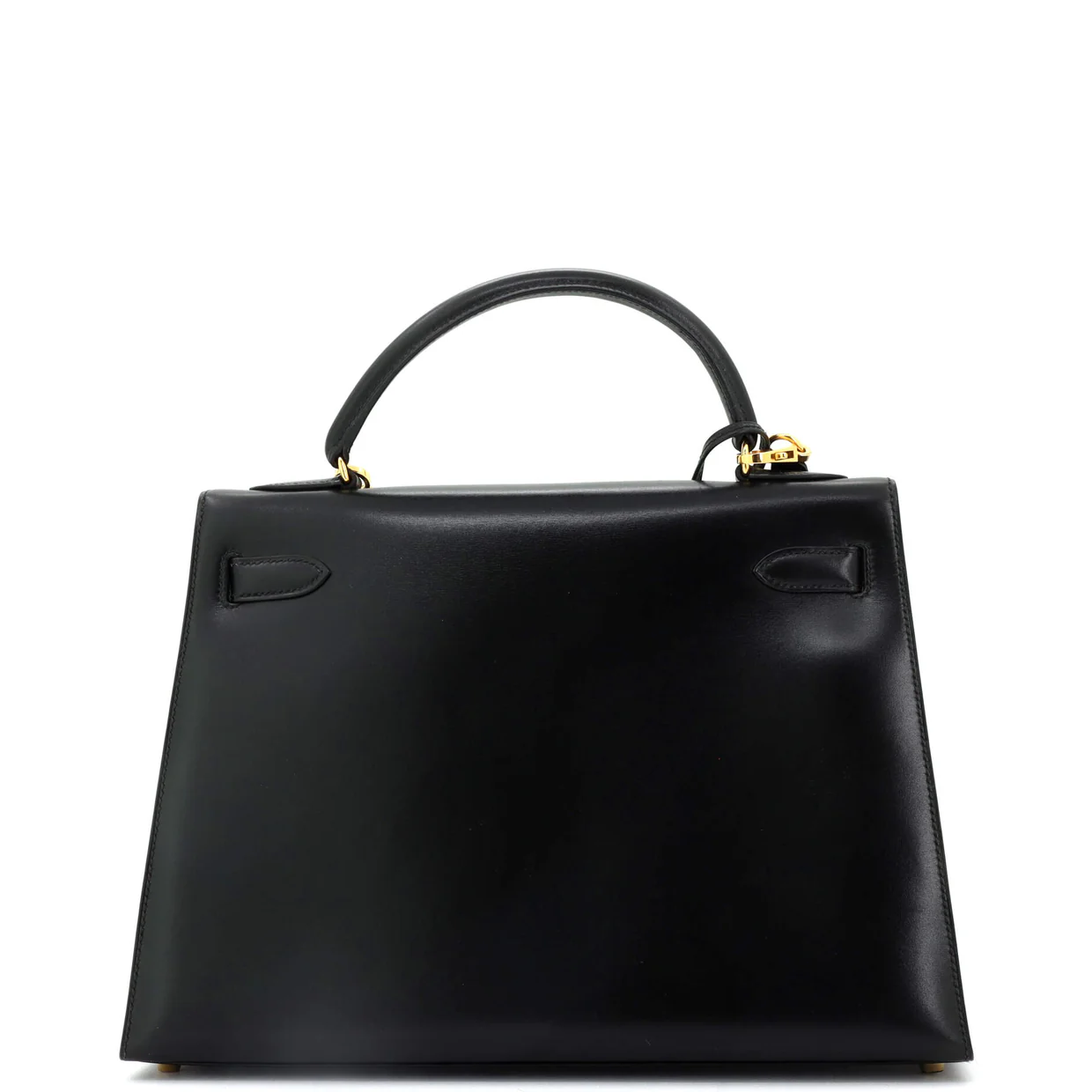 Kelly Handbag Noir Box Calf with Gold Hardware 32 - Deep Luxury