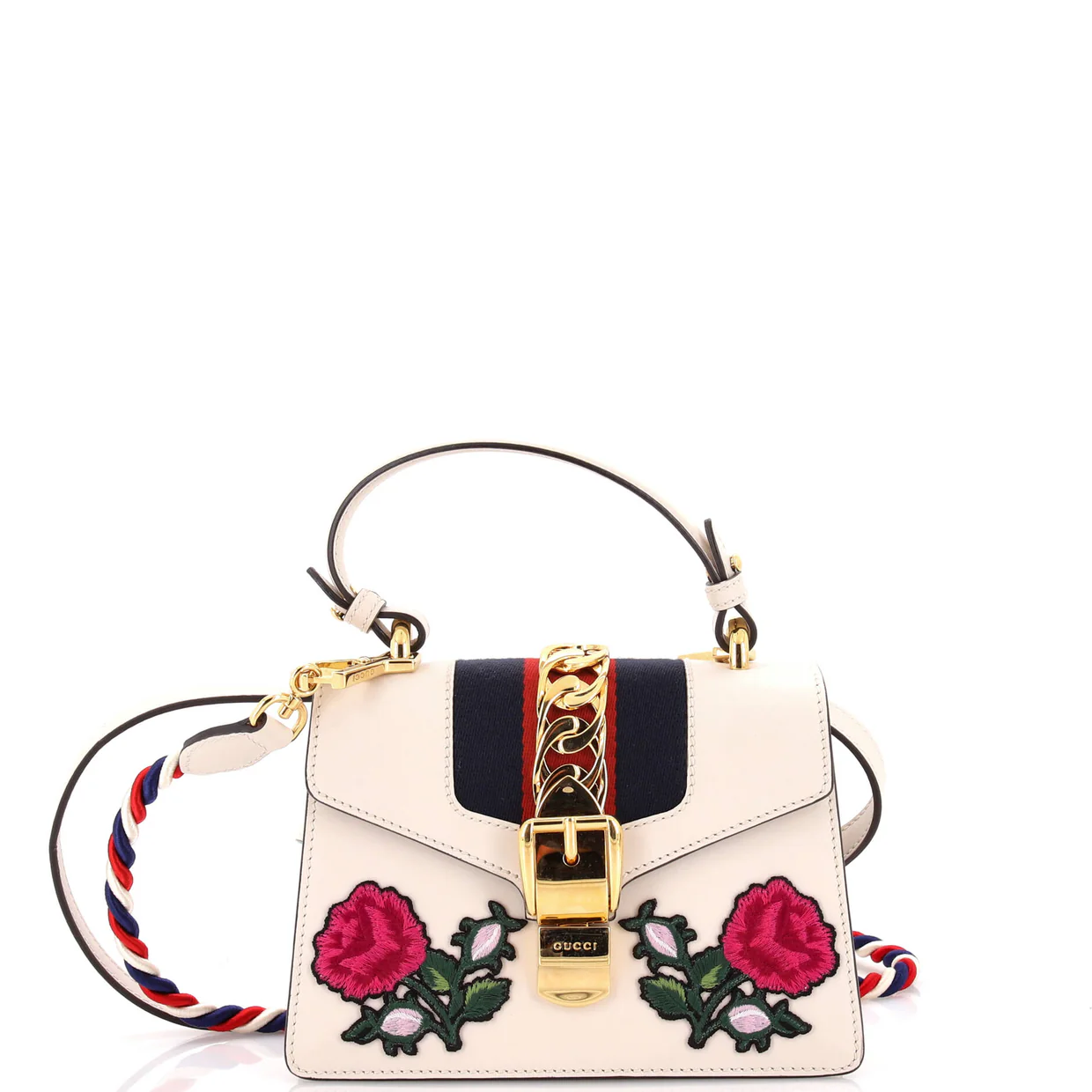 Sylvie Top Handle Bag Embroidered Leather Mini - Deep Luxury
