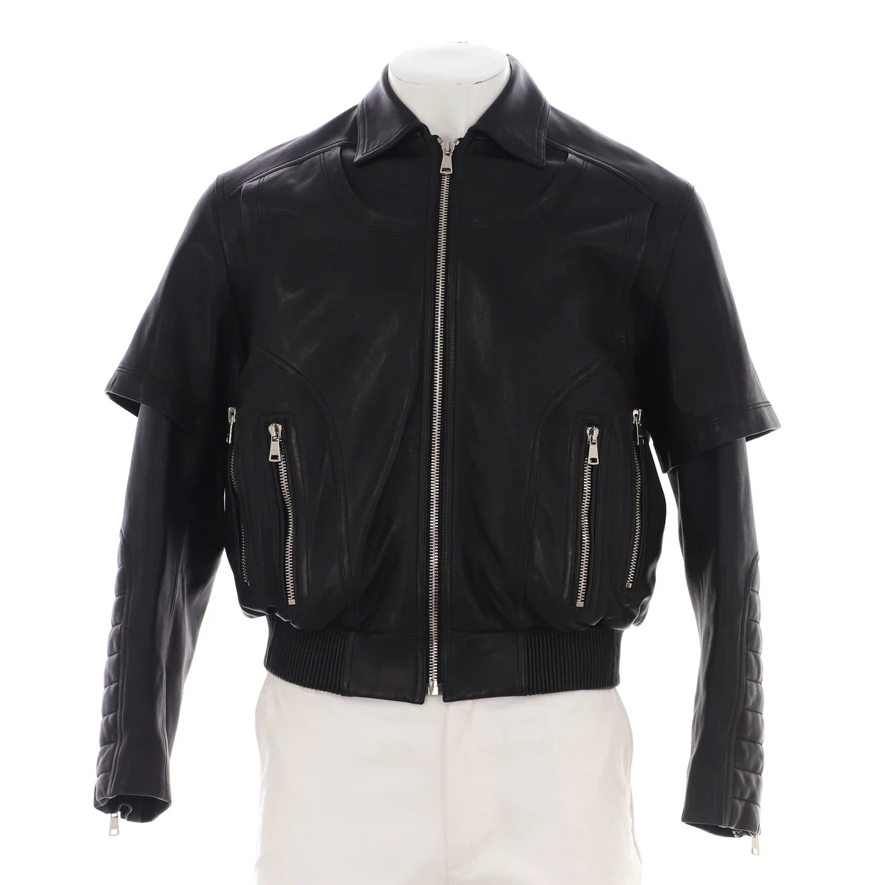 Men's Four Pocket Zip Up Jacket Leather - Deep Luxury