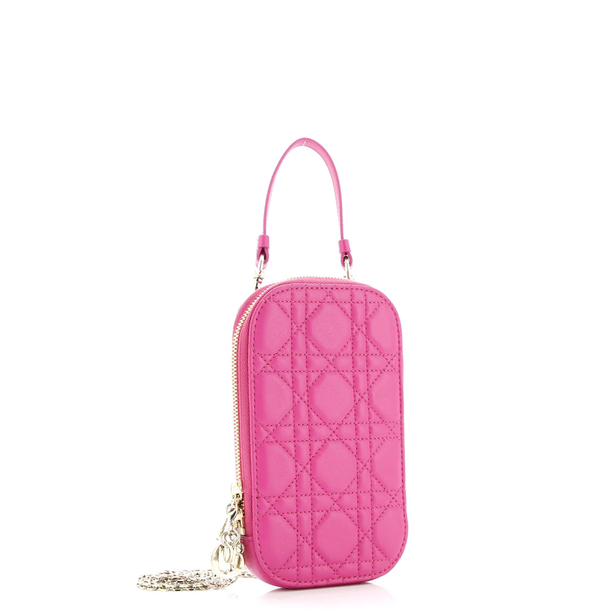 Lady Dior Phone Holder on Chain Cannage Quilt Lambskin - Deep Luxury