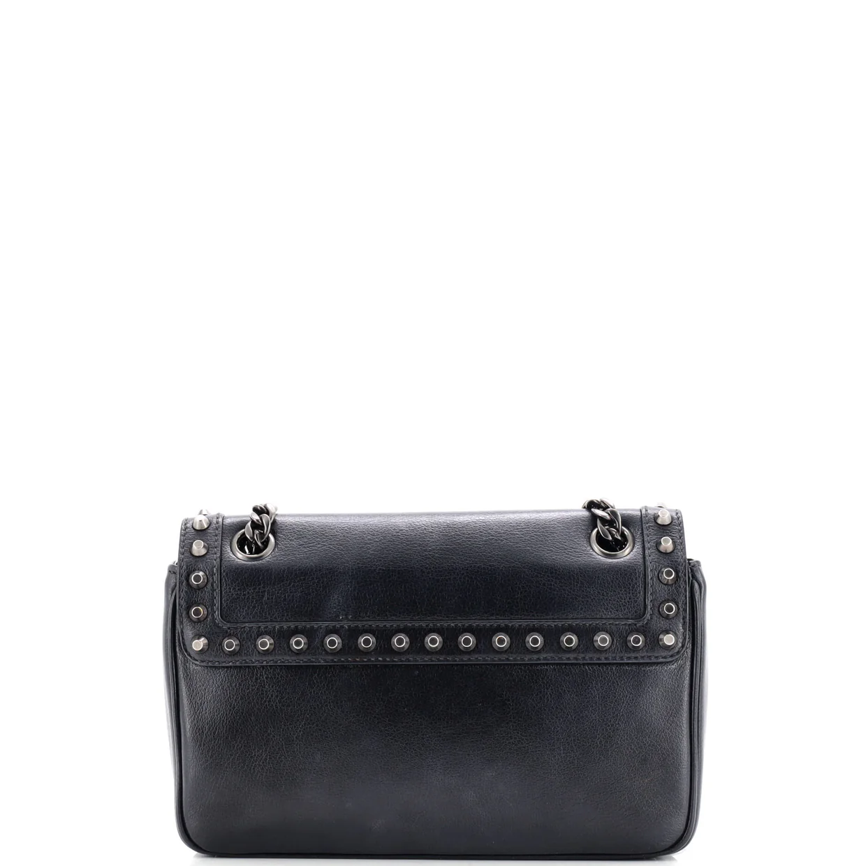 Chain Flap Bag Studded Glazed Calfskin Medium - Deep Luxury