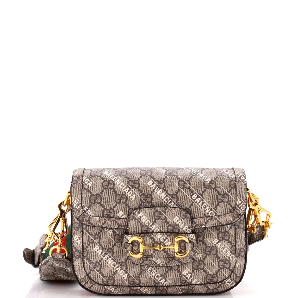 x Balenciaga The Hacker Project Horsebit 1955 Shoulder Bag GG Coated Canvas Mini - Deep Luxury