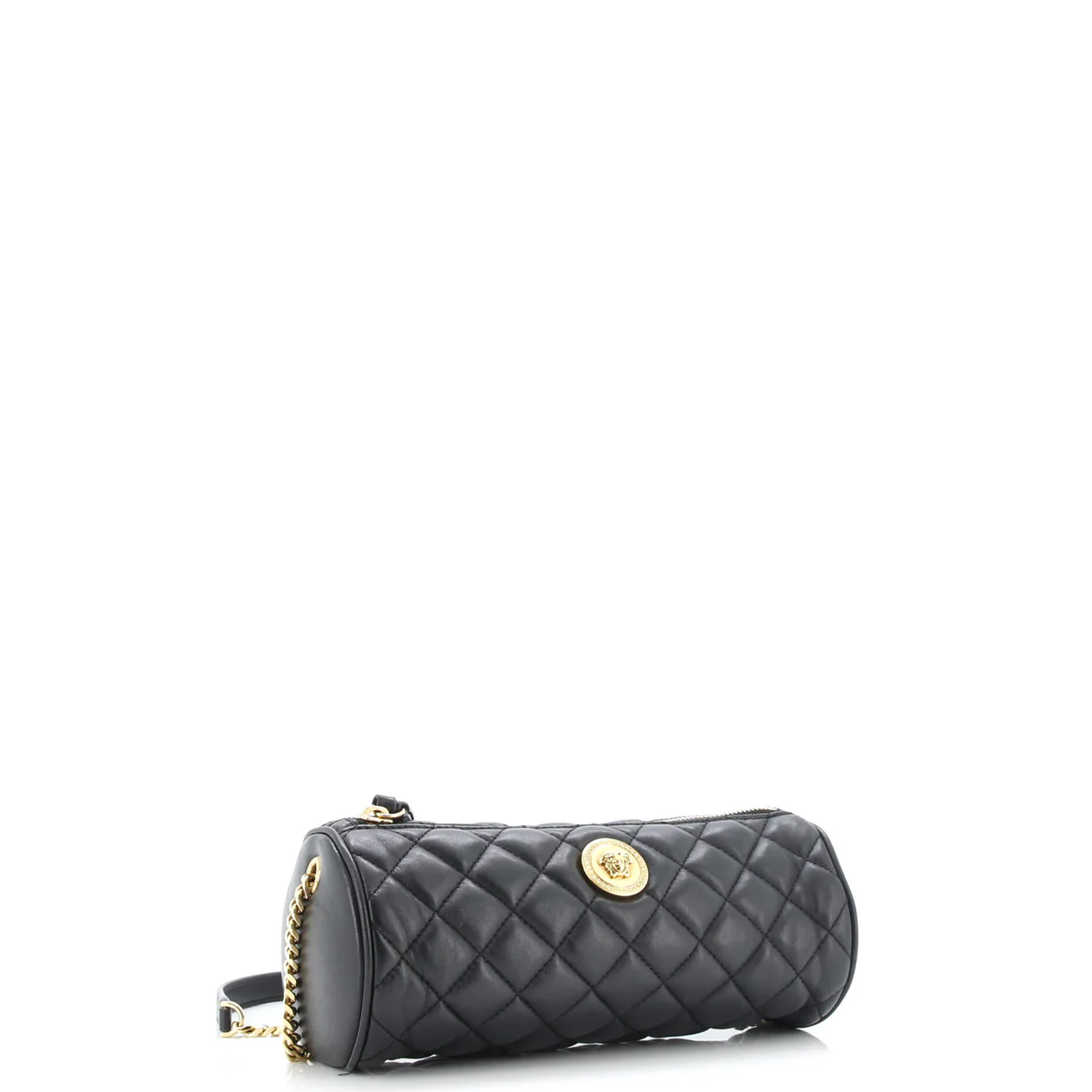 Medusa Chain Zip Shoulder Bag Quilted Leather - Deep Luxury