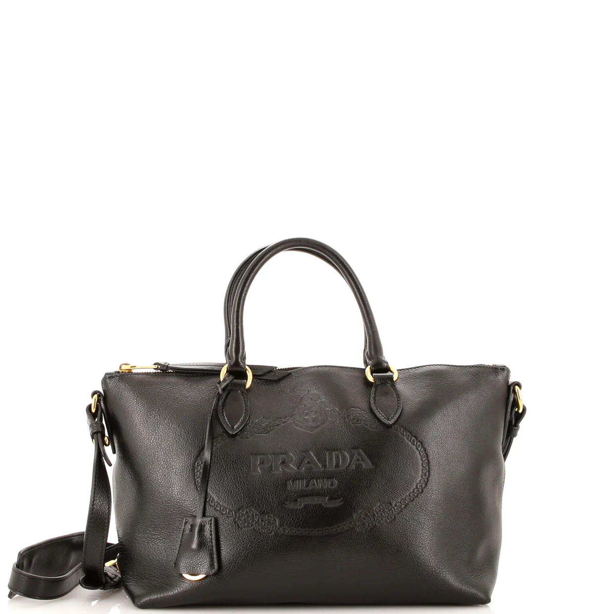Embossed Logo Convertible Tote Glace Calf Small - Deep Luxury