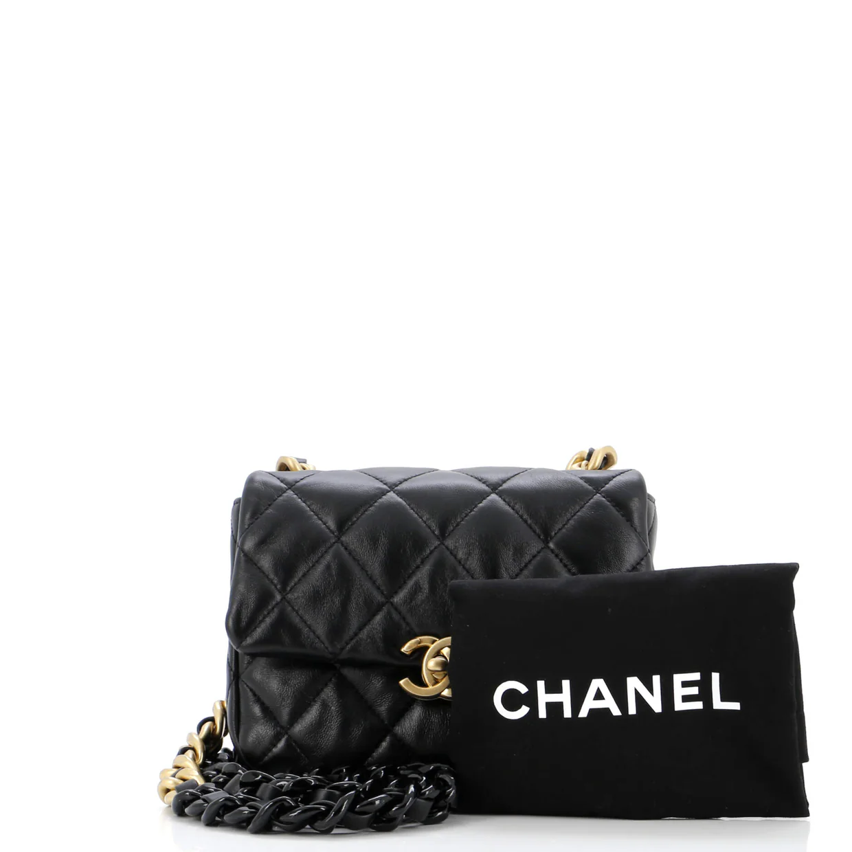 Lacquered Metal CC Flap Bag Quilted Lambskin Mini - Deep Luxury