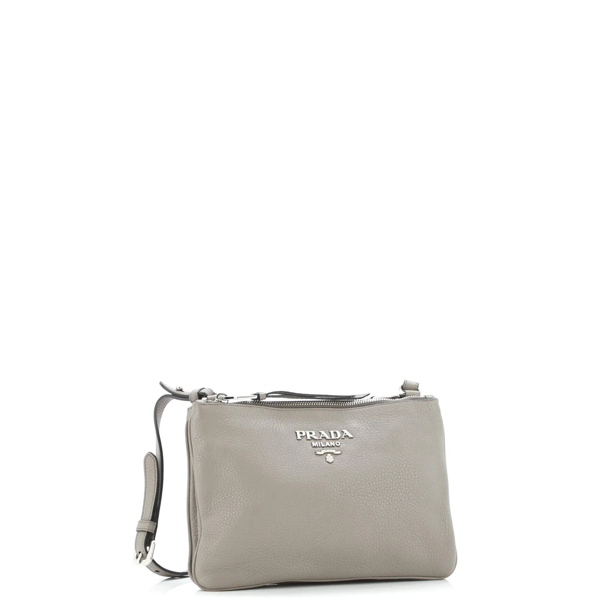 Double Zip Crossbody Bag Vitello Daino Small - Deep Luxury