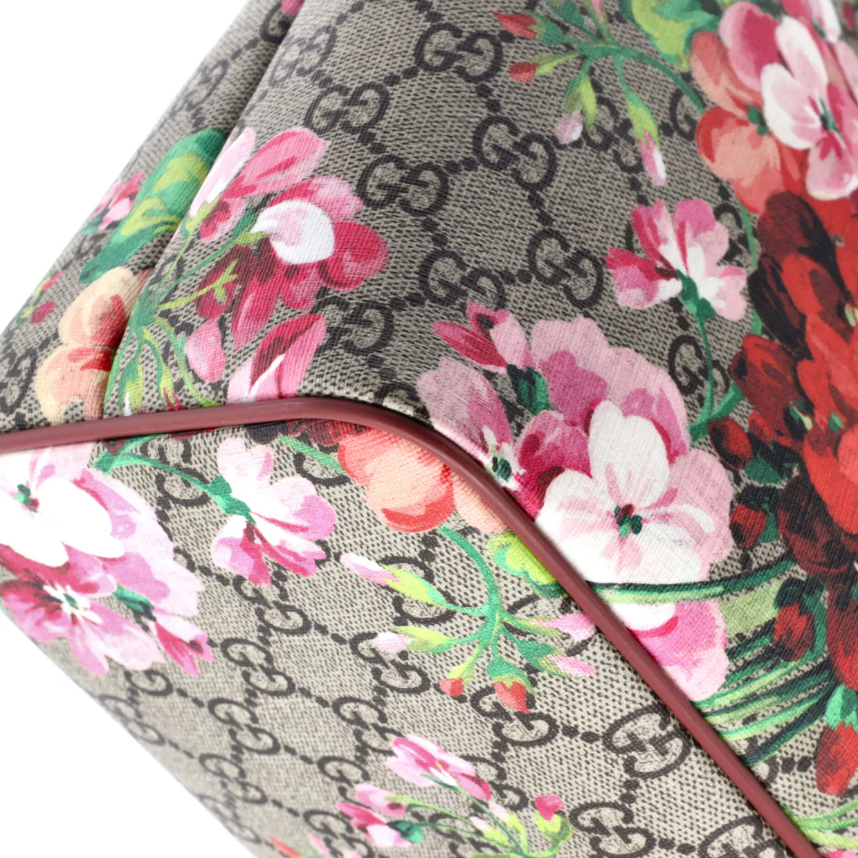 Convertible Zip Tote Blooms Print GG Coated Canvas Large - Deep Luxury