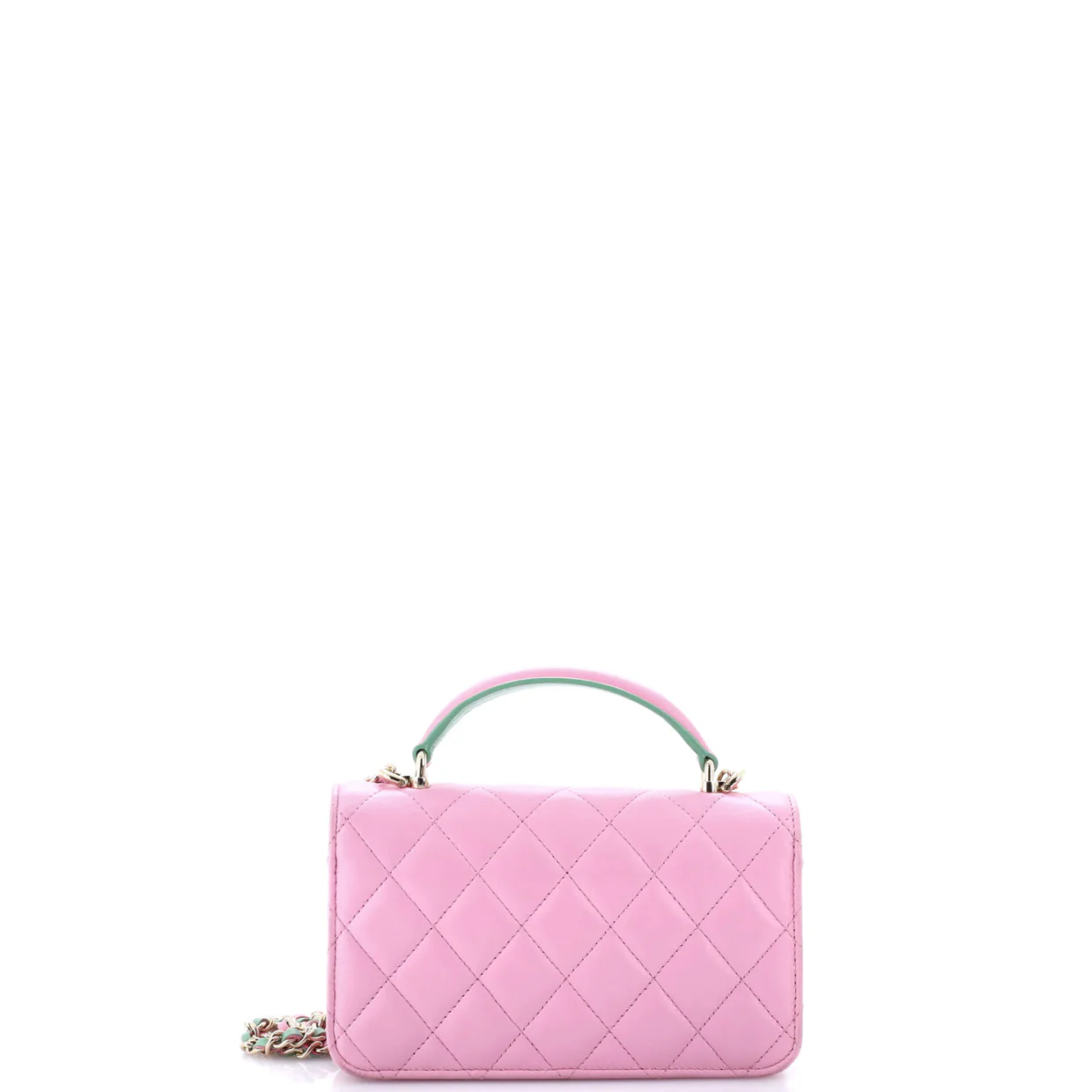 Classic Top Handle Flap Phone Holder with Chain Quilted Lambskin - Deep Luxury