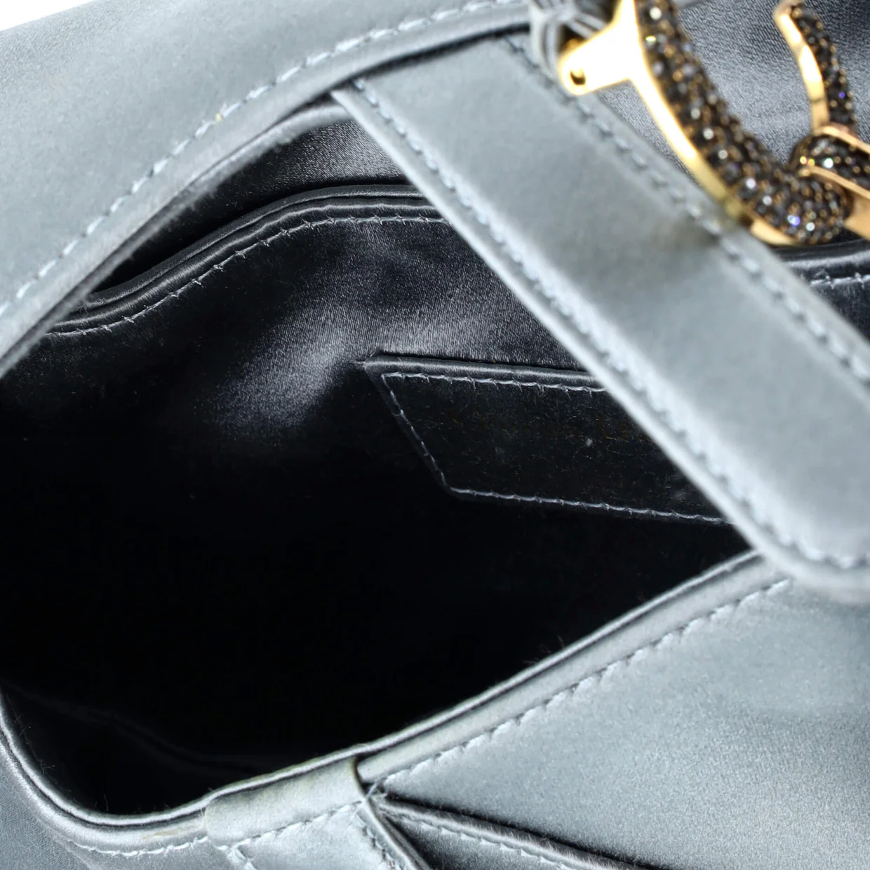 Saddle Handbag Satin with Crystals Mini - Deep Luxury