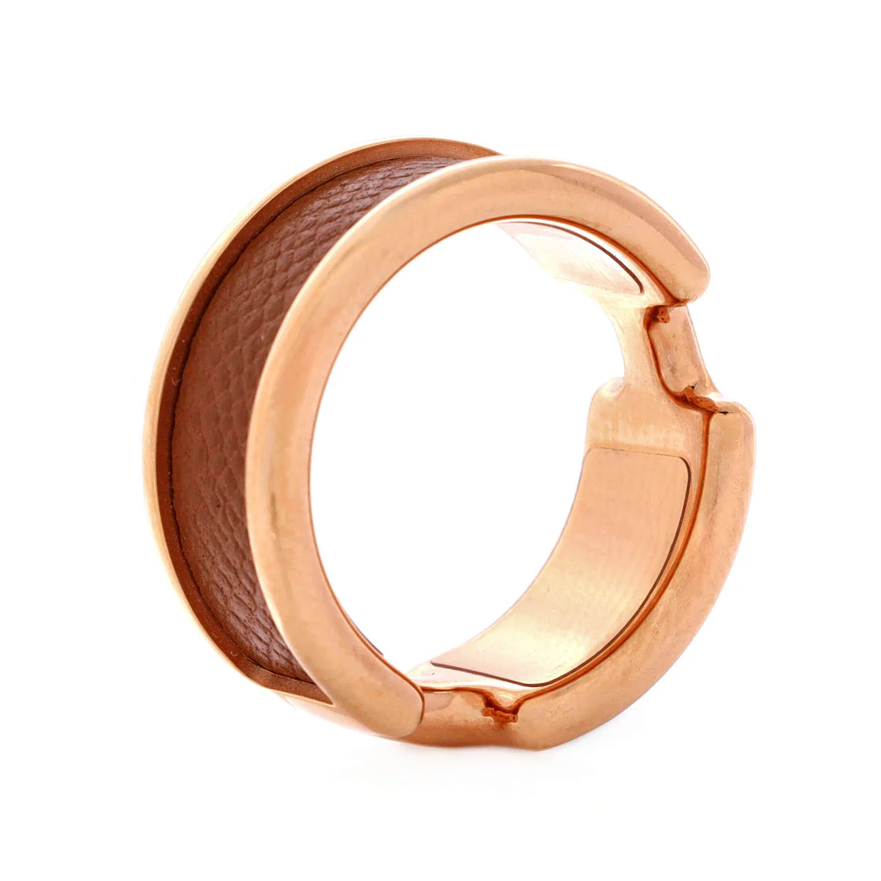 Olympe Ring Plated Metal and Leather - Deep Luxury