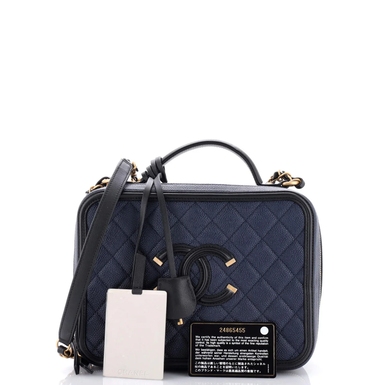 Filigree Vanity Case Quilted Caviar Large - Deep Luxury