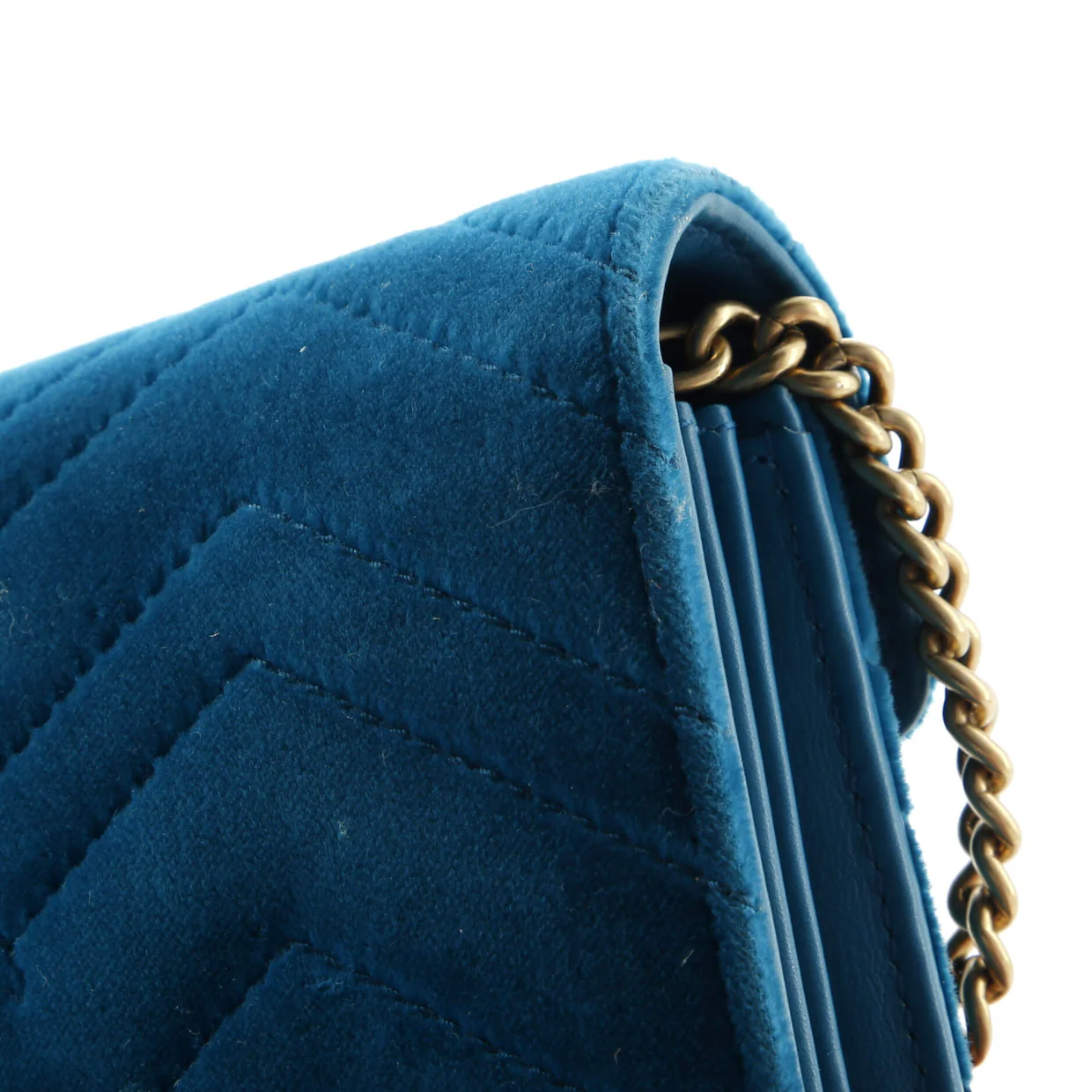 GG Marmont Chain Wallet Matelasse Velvet Mini - Deep Luxury