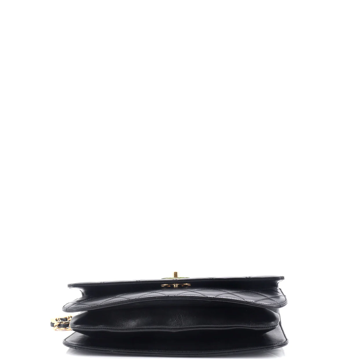 CC Enamel Compartment Chain Shoulder Bag Quilted Lambskin Small - Deep Luxury