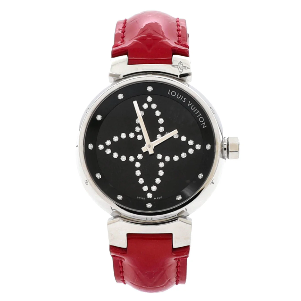 Tambour Disc Quartz Watch Stainless Steel and Monogram Vernis with Diamond Markers and Dial 34 - Deep Luxury