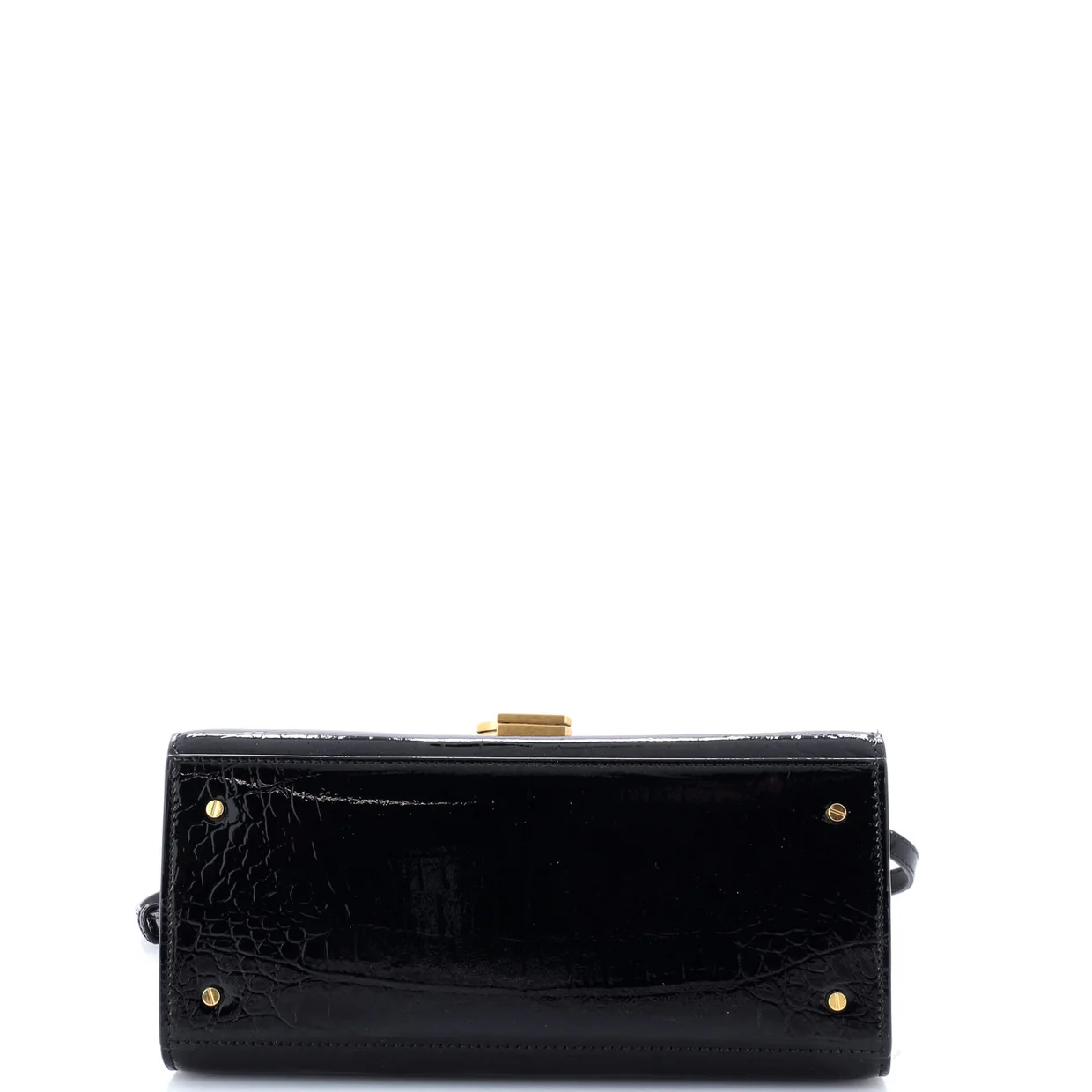 Cassandra Top Handle Bag Crocodile Embossed Leather Medium - Deep Luxury